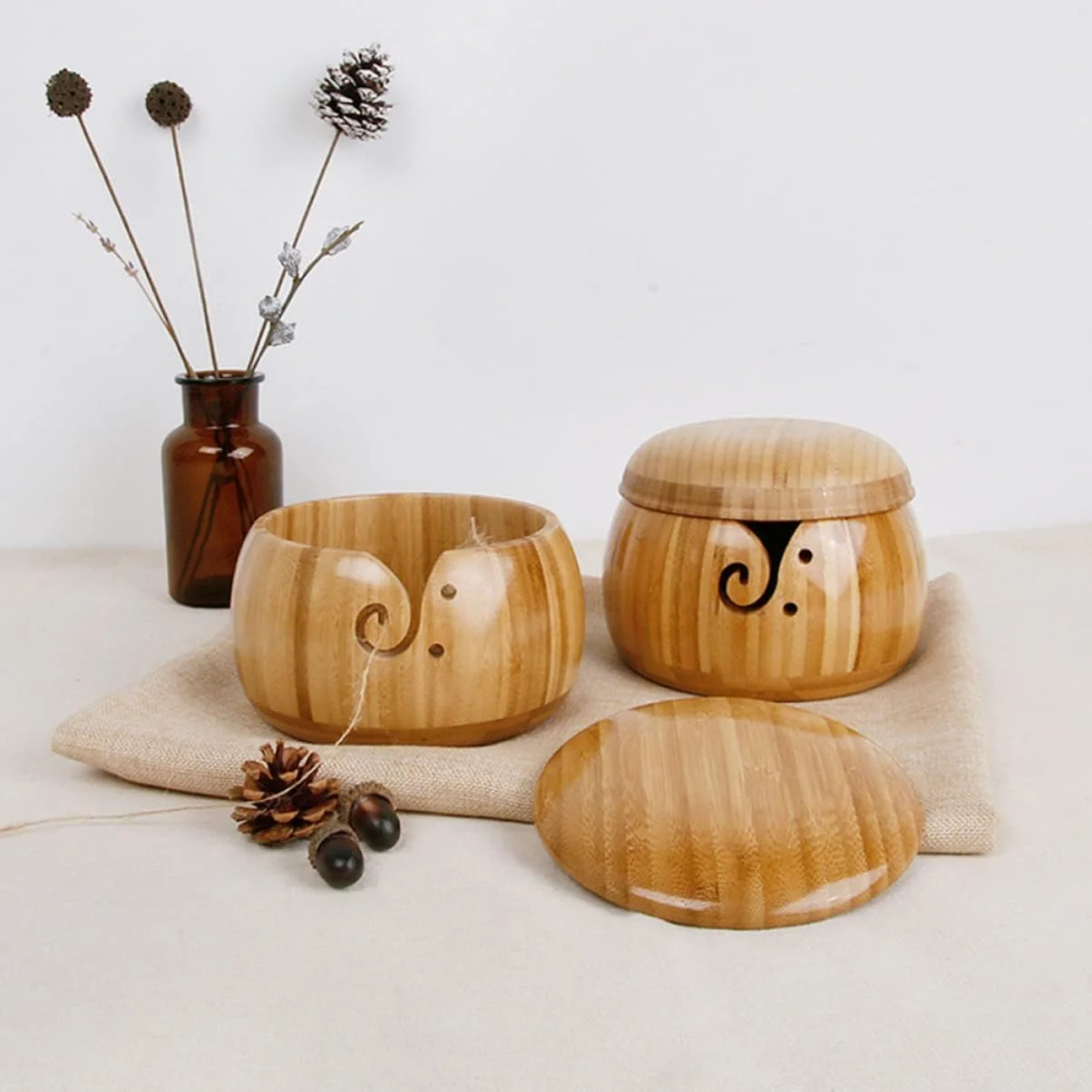 Crochet Hooks Wooden Yarn Bowl Yarn Bowls for Crocheting Wooden Yarn Holder Yarn Holder Bowl Crochet Yarn Organizer Crochet Hook