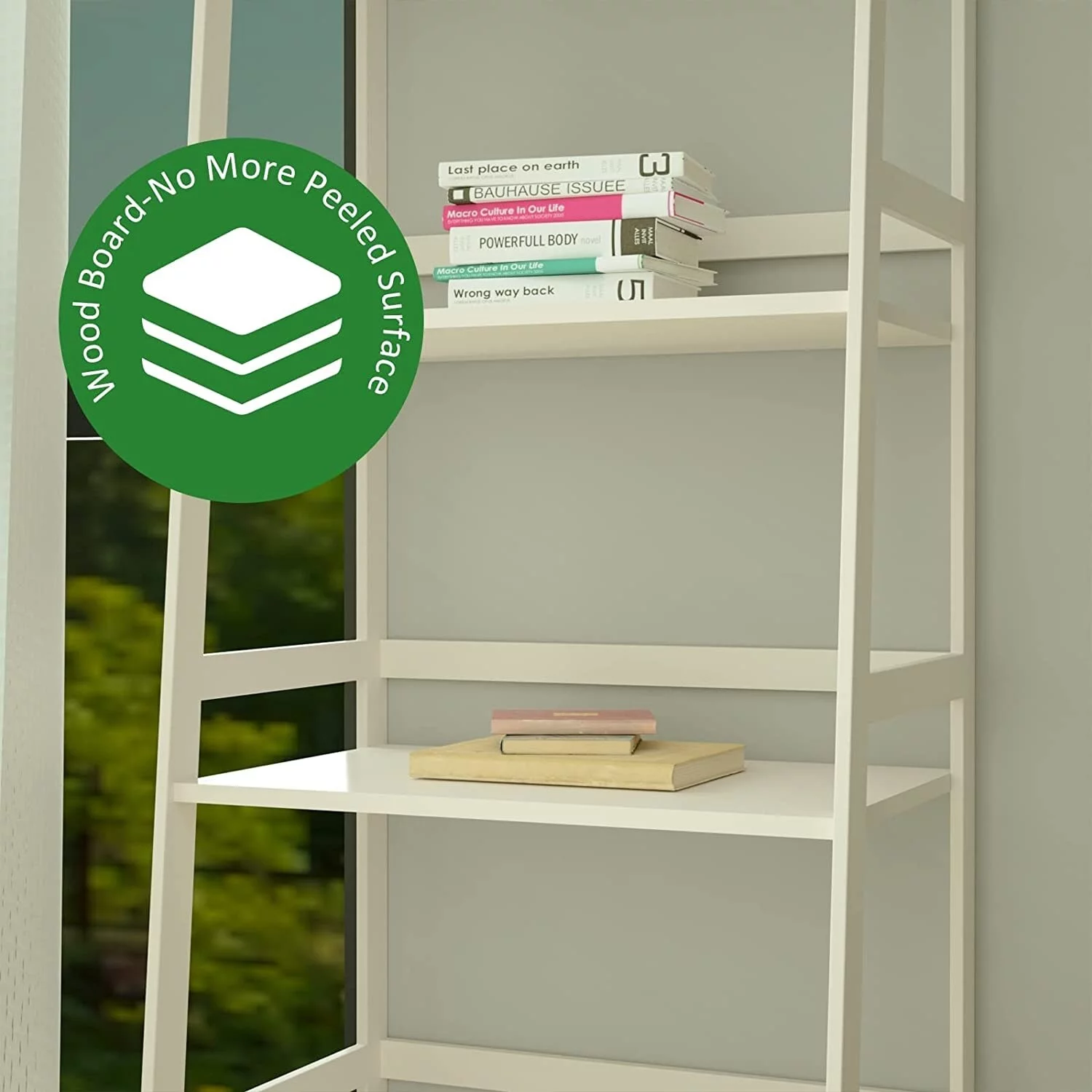 5-tier Multifunctional Bamboo Ladder Bookshelf Black