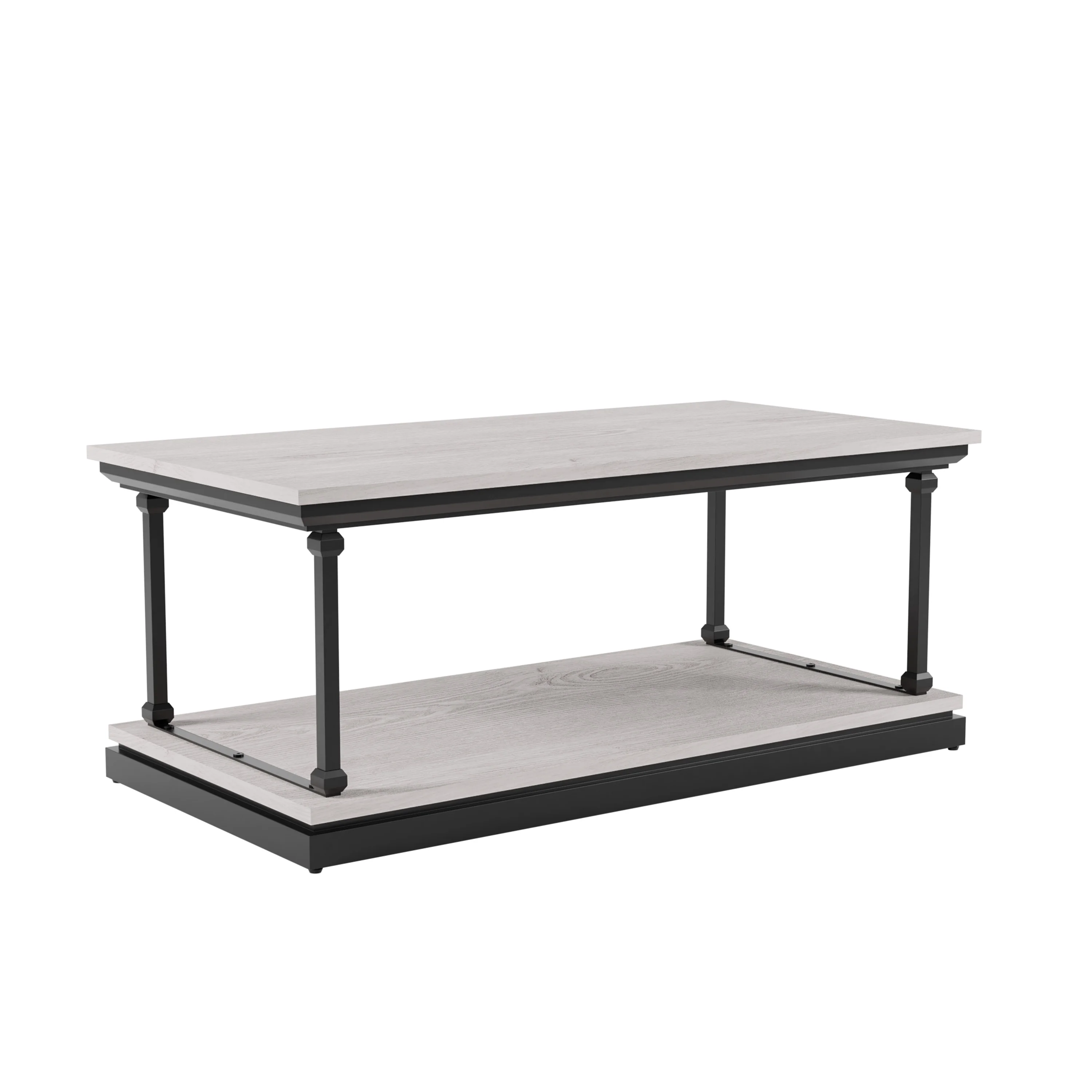 Furniture of America Marcin Transitional 47-inch 1-Shelf Coffee Table by  Antique White Antique, Wood Finish