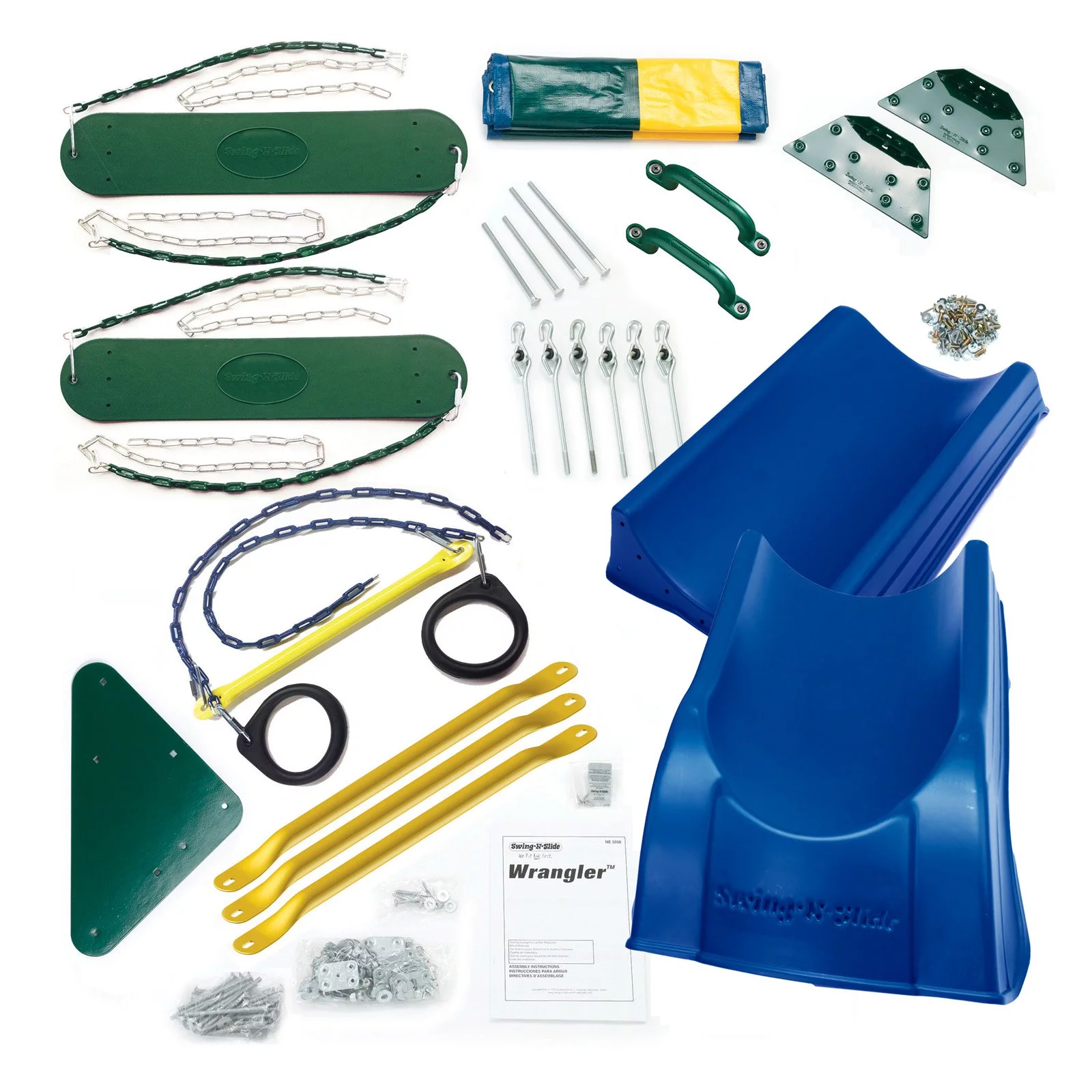 Swing-N-Slide Wrangler Deluxe Play Set Hardware Only Kit with Slide for Backyard- Wood Not Included