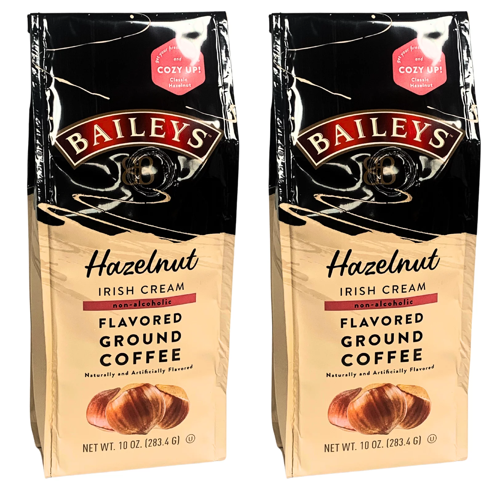 Baileys Irish Cream Hazelnut Flavored Non Alcoholic Ground Coffee - 10 Ounce (2 pack)