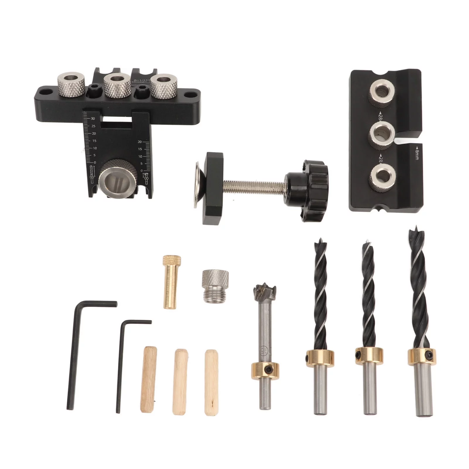 YUMILI Woodworking Doweling Jig Kit, Dowel Jig Quick Precise Positioning Hole Drill Locator Aluminum Alloy Drilling Guide for Furniture Woodworking