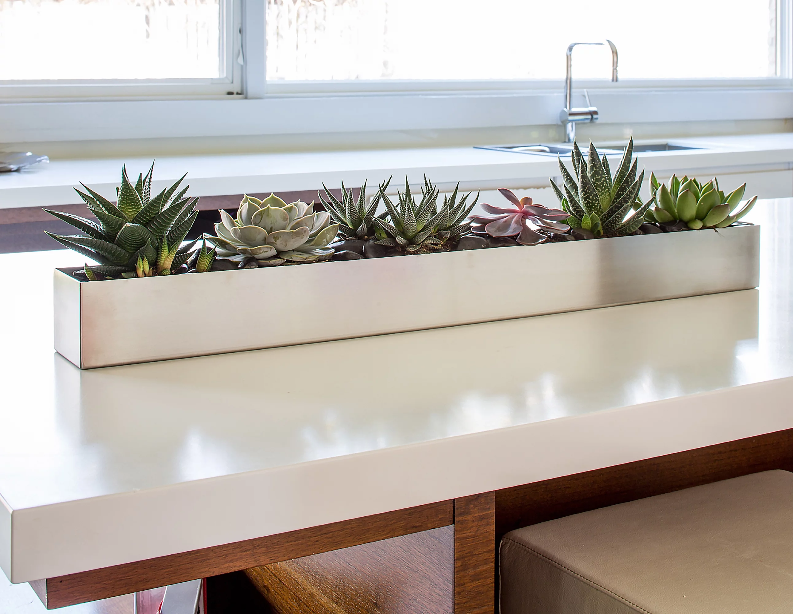 Veradek Geo Series Trough Planter - Stainless Steel