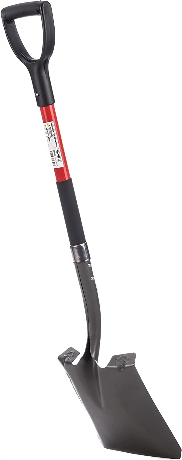 Radius Premium D-Handle Square-Point Shovel, Steel Shaft