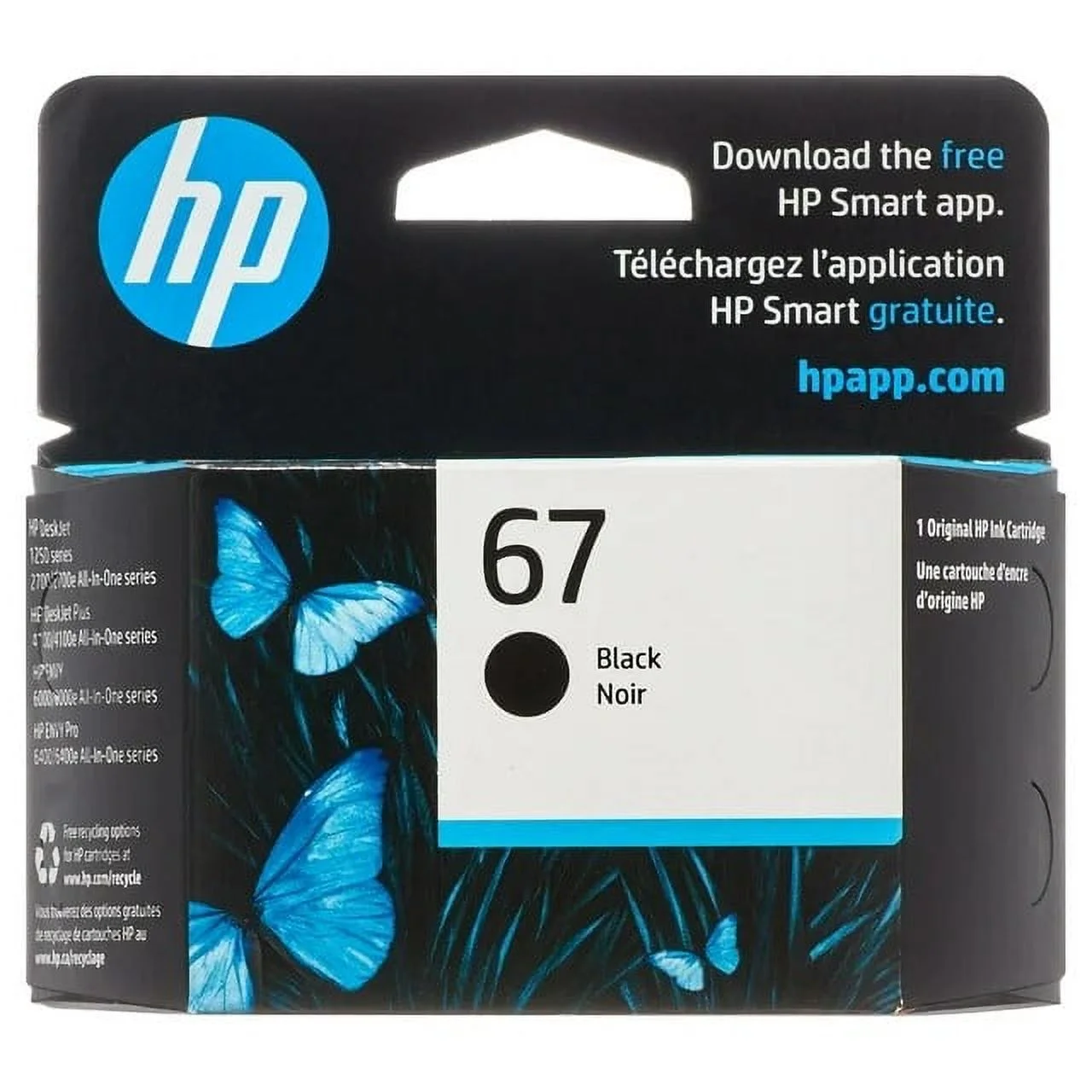 HP 67 Ink Cartridges for HP 67 Black Ink Cartridge, 1 Black