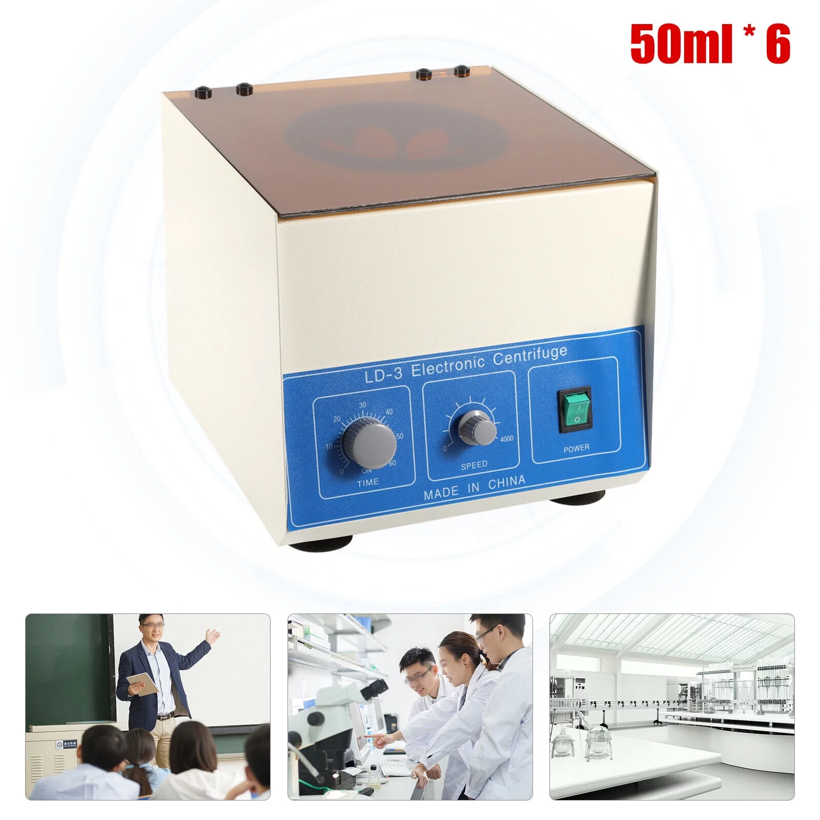 Electric Centrifuge Machine Desktop Lab Benchtop Centrifuges 4000rpm 50ml6