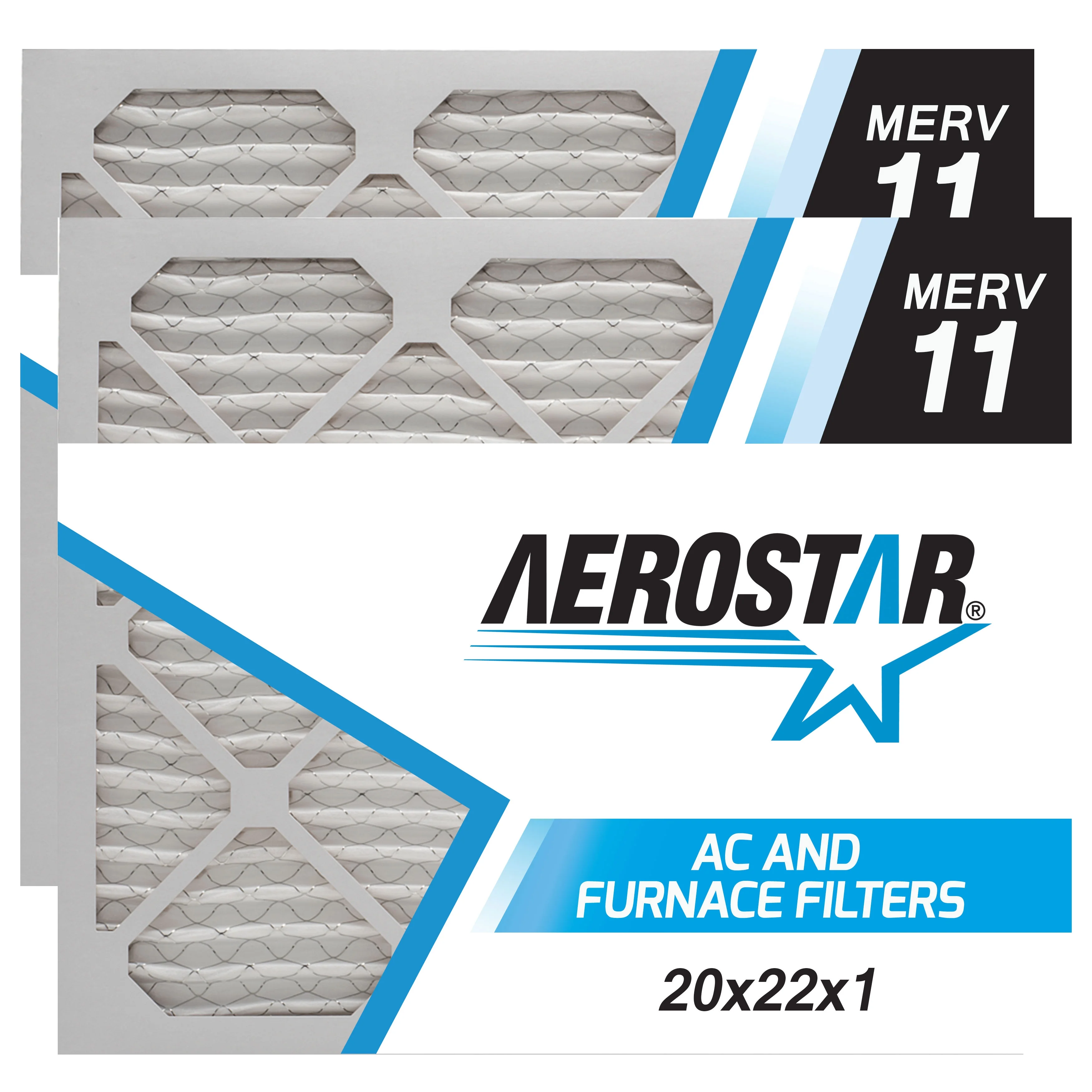 20x22x1  Air Filter by Aerostar - MERV 11, Box of 2