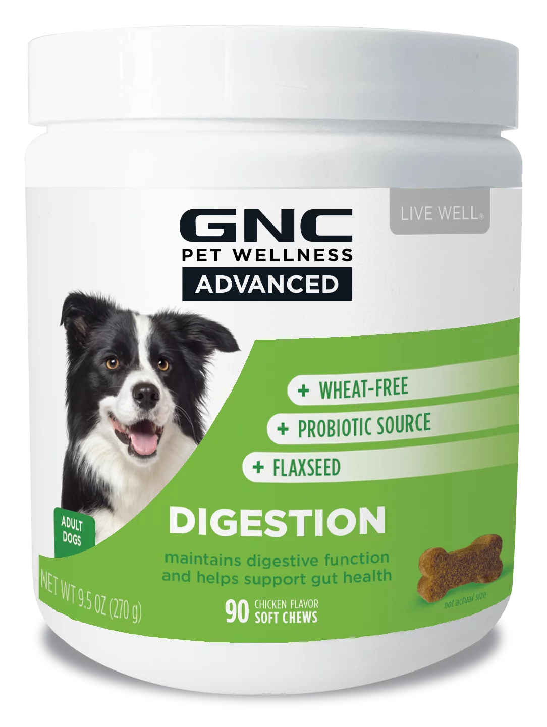 GNC Pets Advanced Supplements, Digestion, All Dog, 90-Ct 3.0g Soft Chews in 20oz