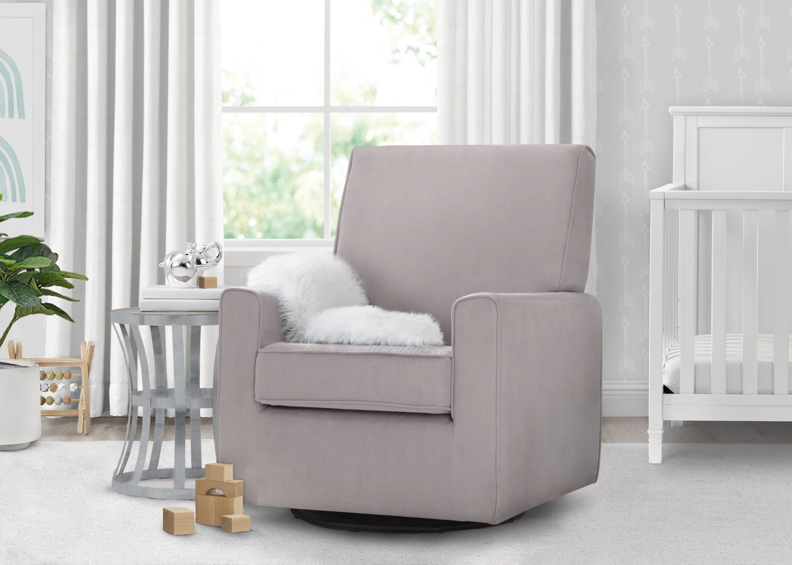 Delta Children Ava Nursery Glider Swivel Rocker Chair, Gray