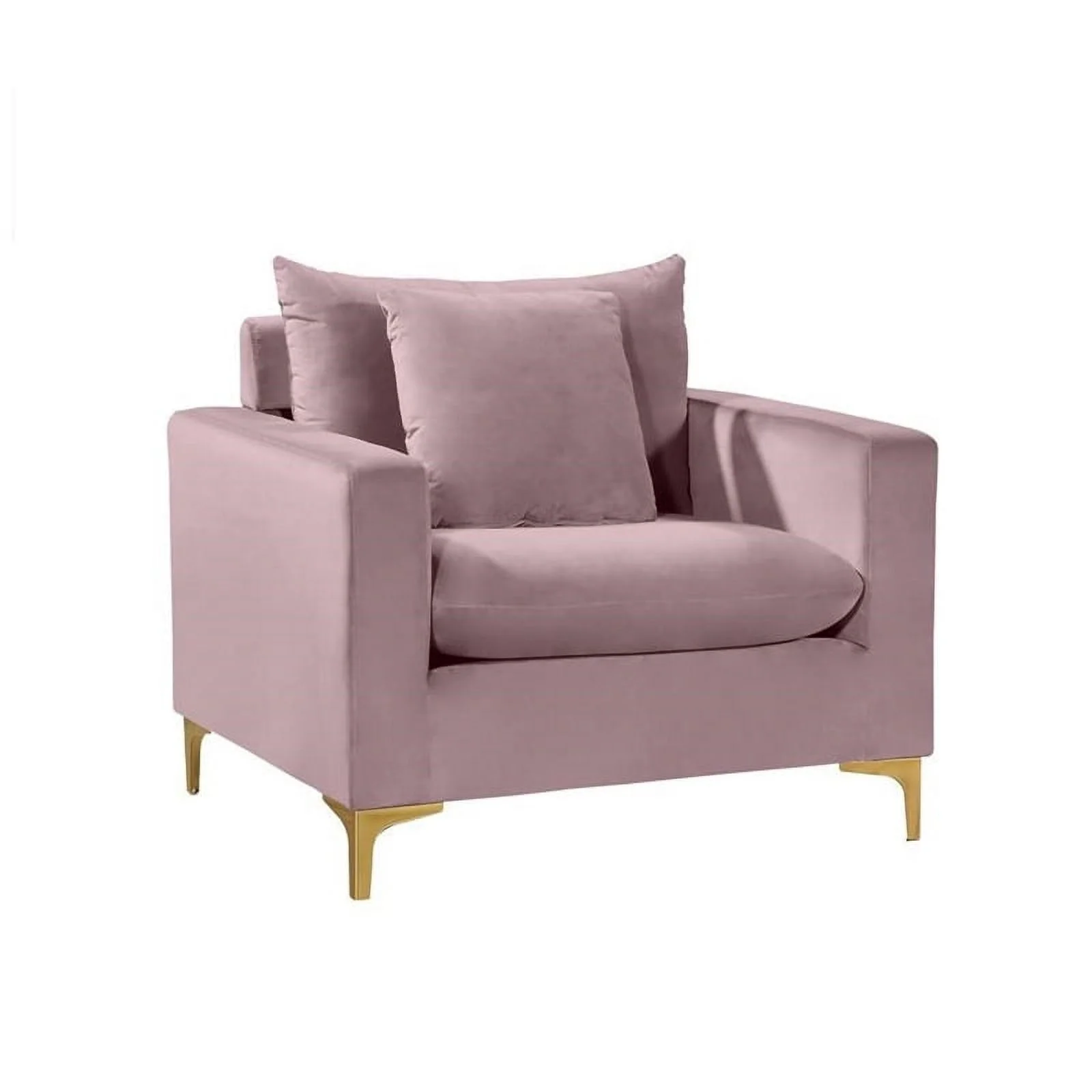 Home Square 3-Piece Set with Velvet Accent Chair Sofa and Loveseat in Pink