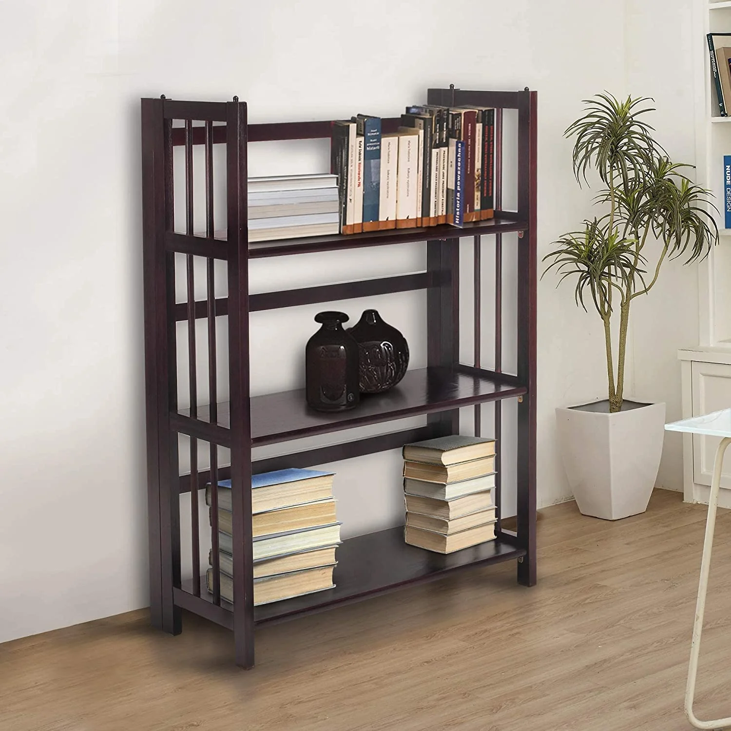 3 Shelf Folding Stackable Bookcase, 27.5