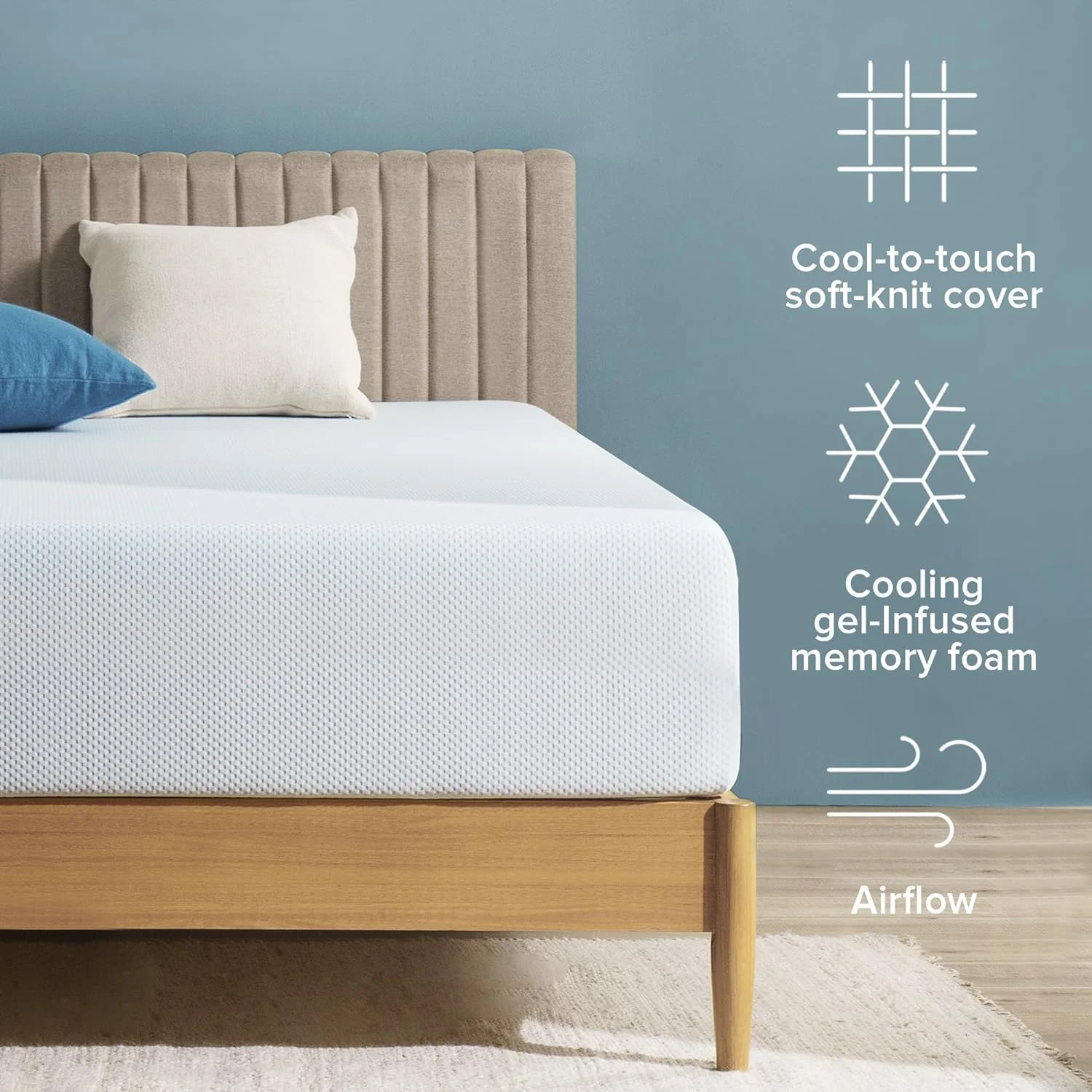 12 Inch Green Tea Cooling Memory Foam Mattress [New Version], Fiberglass Free, Medium Firmness, Cooling Gel Foam, Certified Safe Foams & Fabric, Bed-in-A-Box, Queen