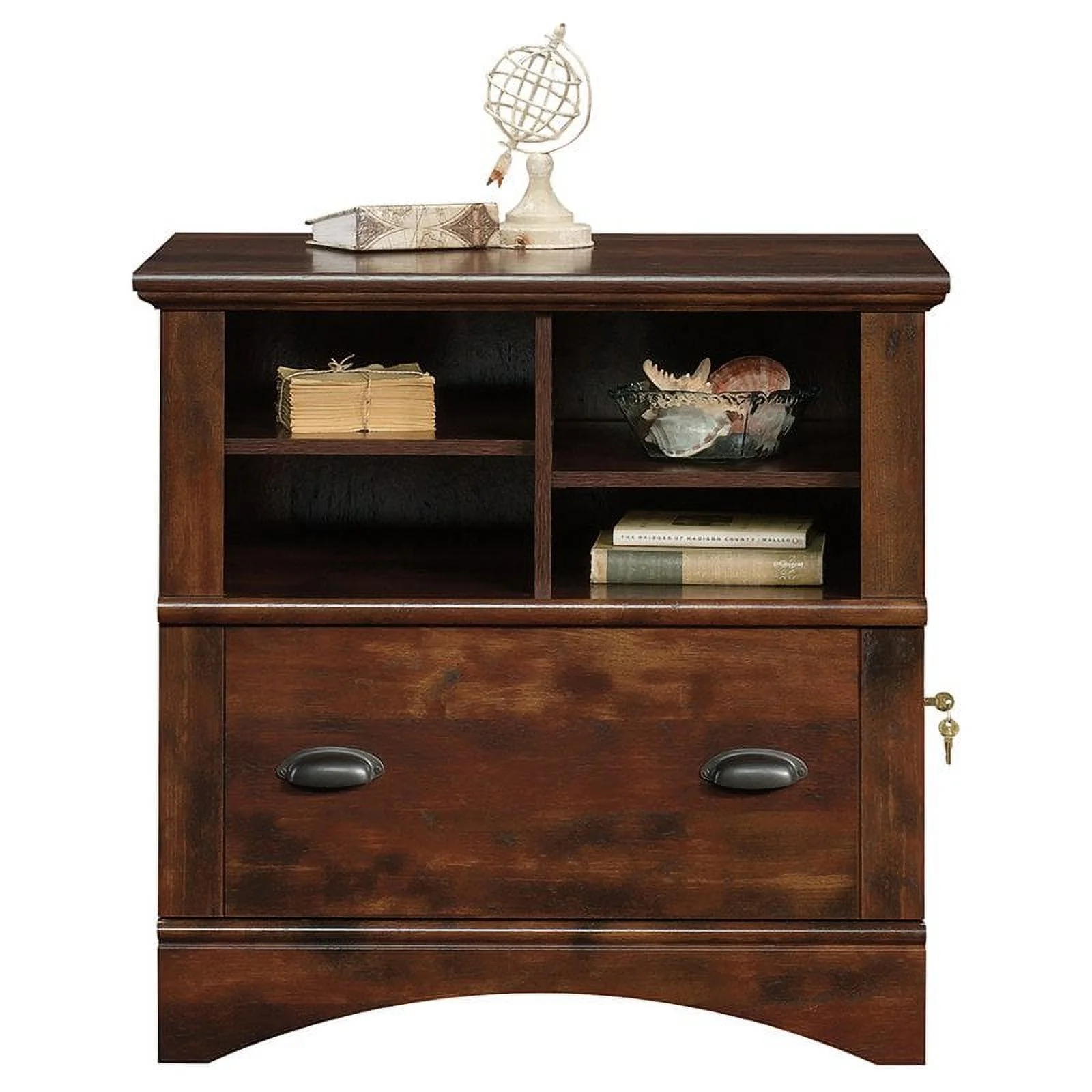 (Set of 2) Rustic 1 Drawer Lateral File Cabinet in Curado Cherry