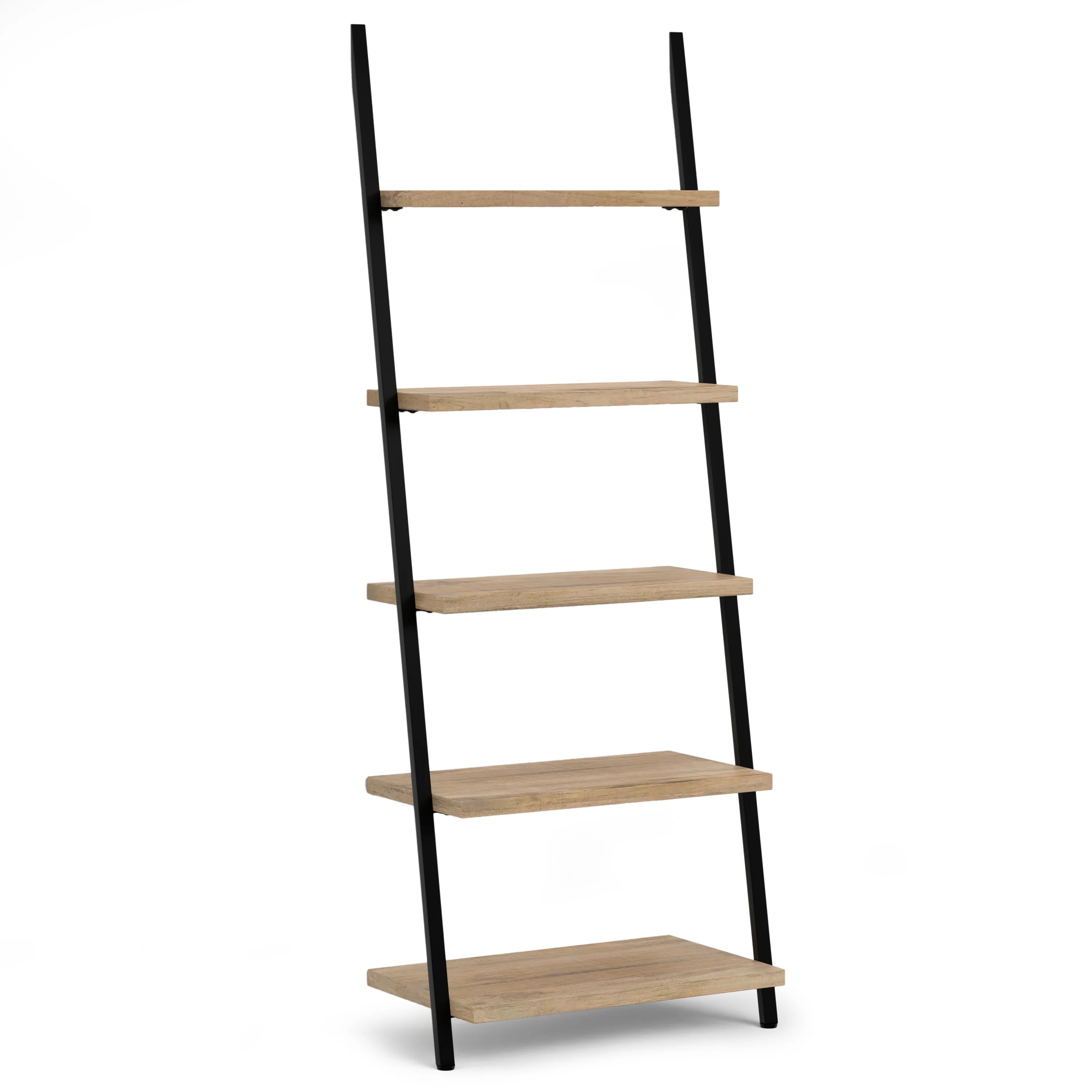 Simpli Home Trent SOLID MANGO WOOD and Metal 70 inch x 27 inch Rectangle Industrial Contemporary Ladder Shelf in Natural