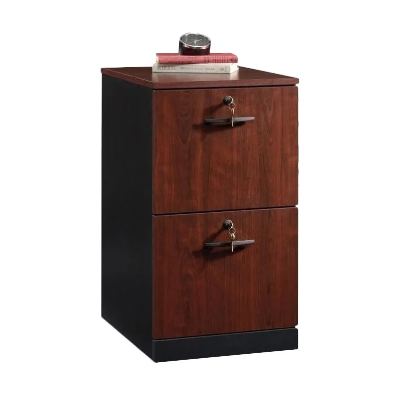 Home Square 2 Drawer Wood Filing Cabinet Set in Classic Cherry (Set of 2)