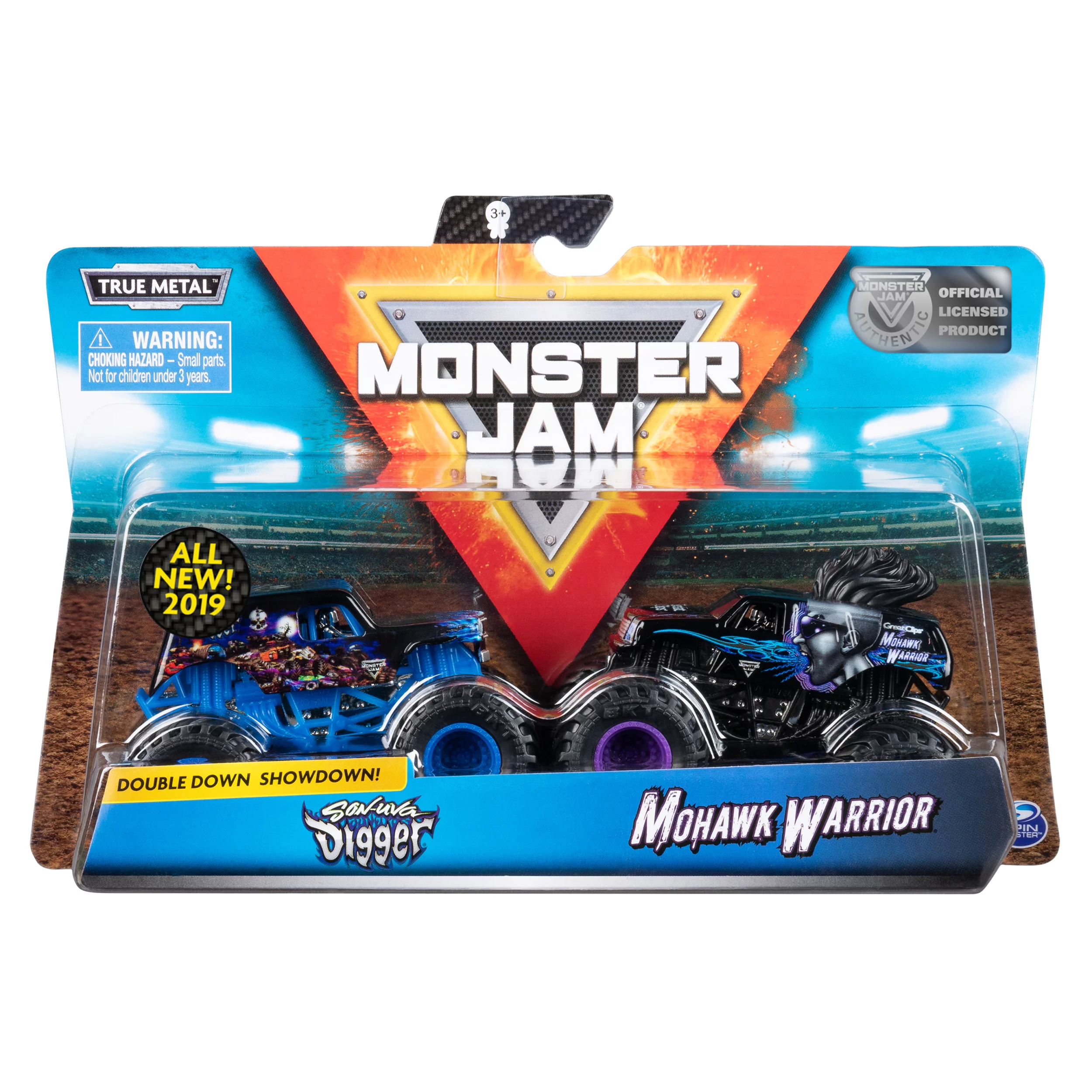 Monster Jam, Official Son-uva Digger vs. Mohawk Warrior Die-Cast Monster Trucks, 1:64 Scale, 2 Pack