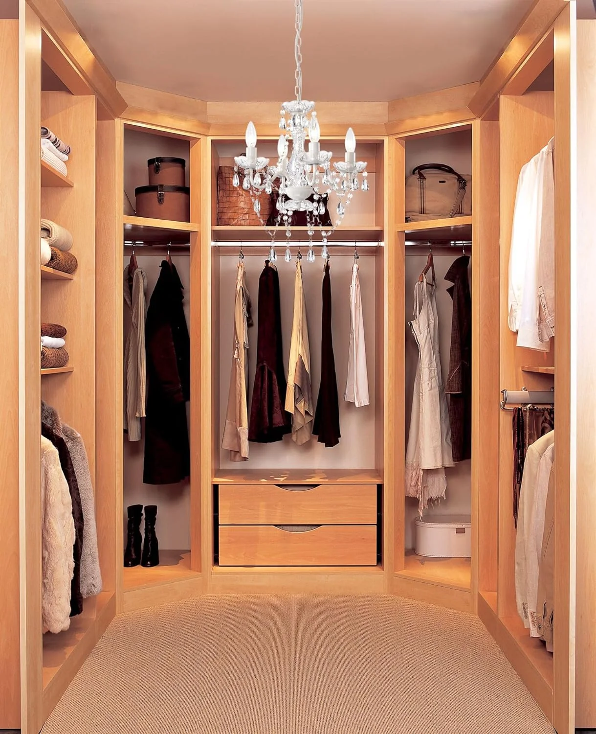 HYUN White Chandelier Mini Crystal Chandelier Lighting Small Acrylic Chandelier 4 Light Modern Pendant Light Fixtures