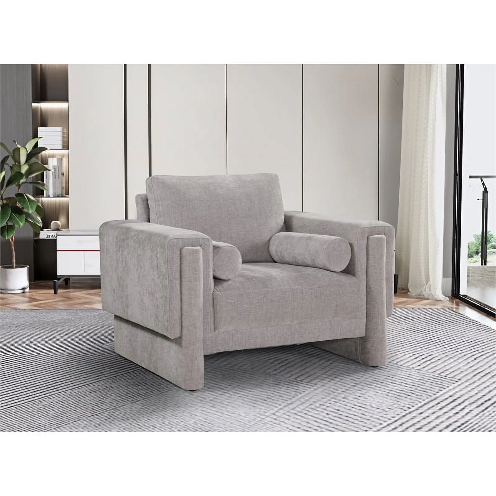 Meridian Furniture Madeline Grey Chenille Fabric Chair