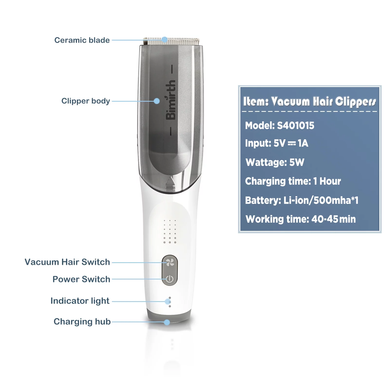 Walmeck Cordless Vacuum Haircut Kit Hair Waterproof Built-in Rechargeable Battery with Storage Bag Cleaning Brush Sponge Haircut 3 Guide Combs for Boys Men Kids