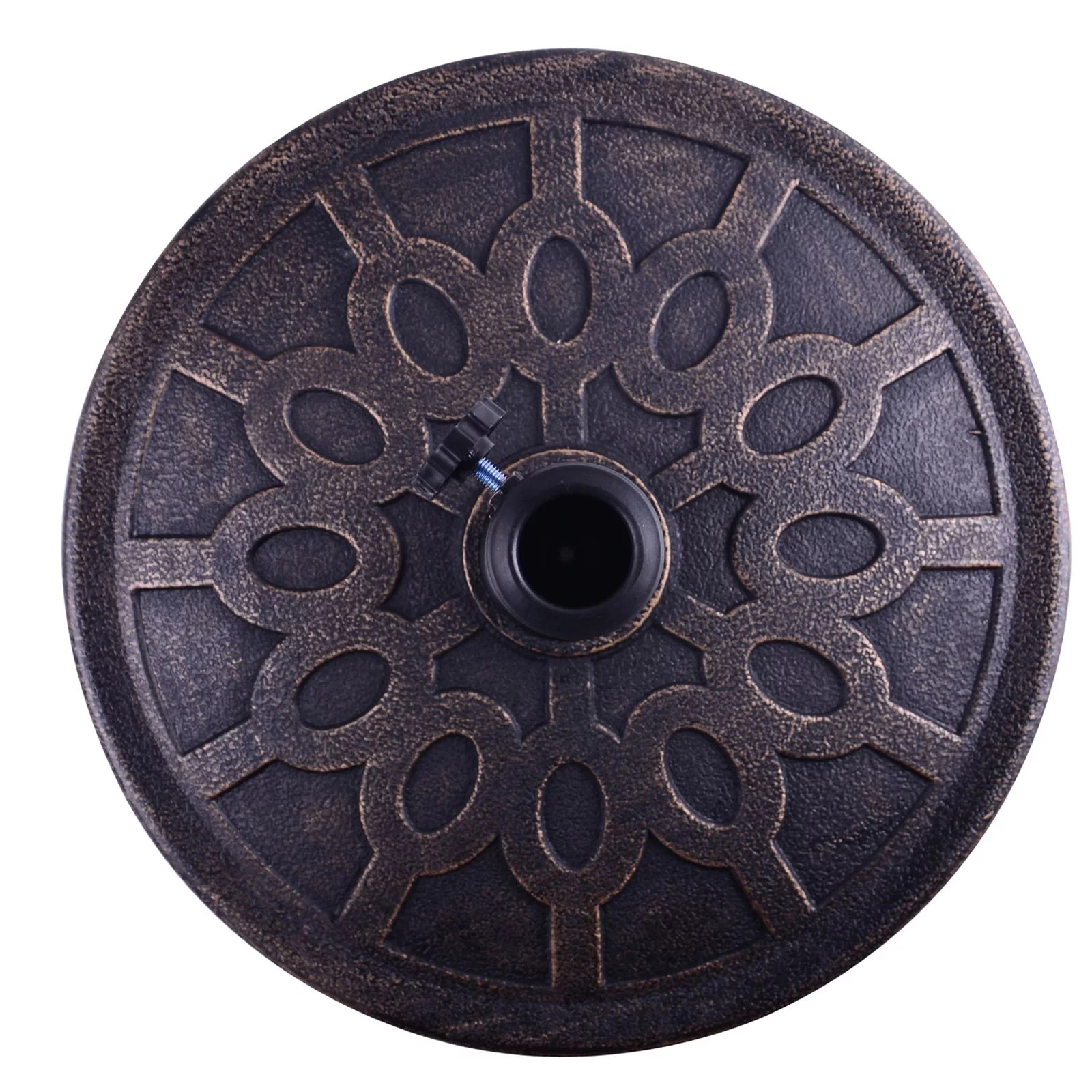 Outsunny 32 lb Round Decorative Cast Stone Umbrella Base Holder - Bronze Finish