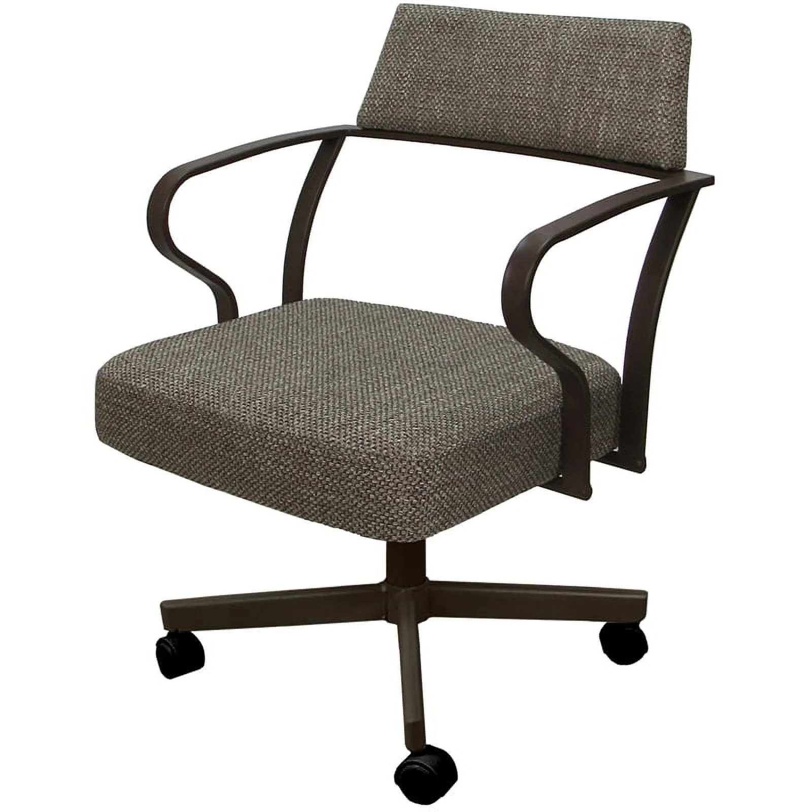 Carolina Swivel Tilt Metal Dining Caster Chair - Plumley Cocoa Fabric - Brown