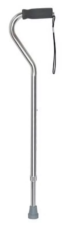 Offset Padded Handle Cane, Silver Finish, Adjustable 30 to 39 Inch, Aluminum
