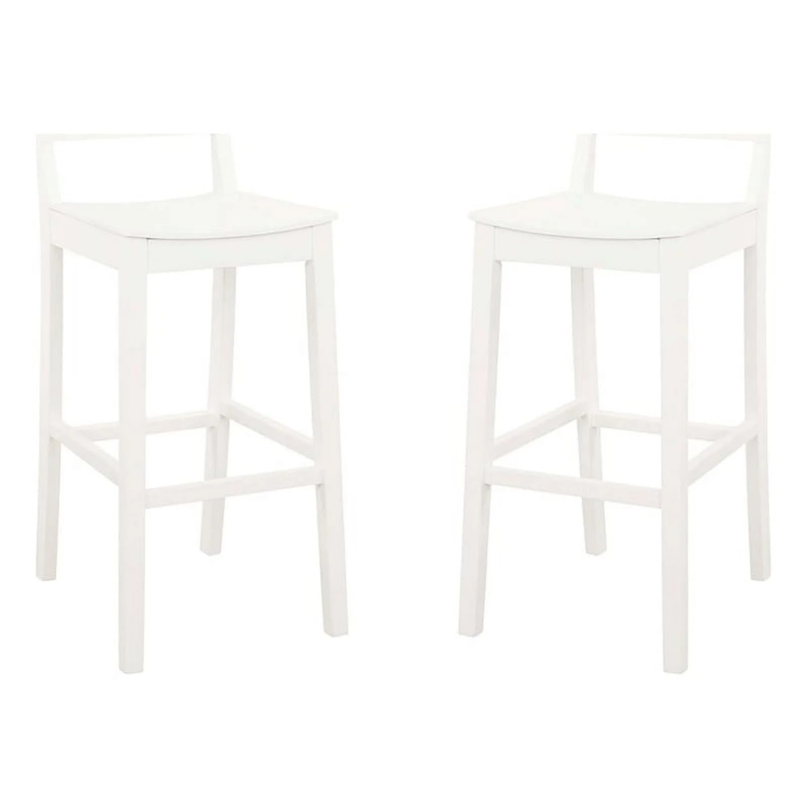 Linon Burke Rubberwood Saddle Seat Bar Stools Set of Two in White