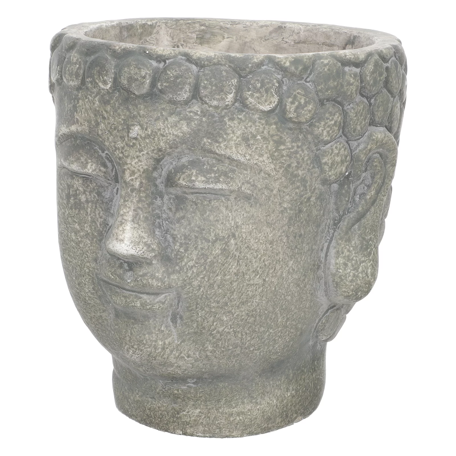 Qumonin Buddha Head Statue Zen Garden Flower Pot Plant Pot - Olive Green