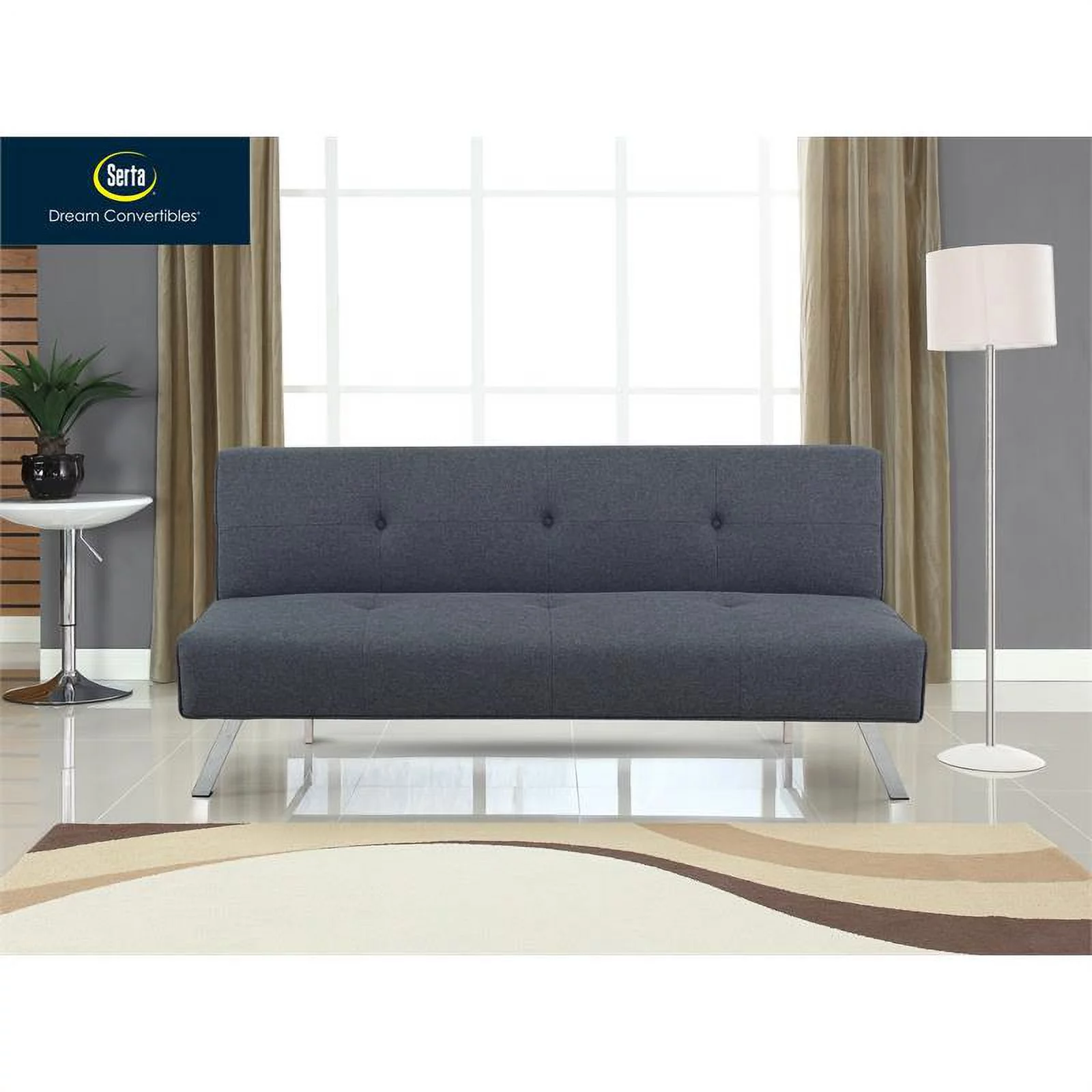 Serta Sloan Dream Lift Convertible Sofa in Charcoal Gray Fabric