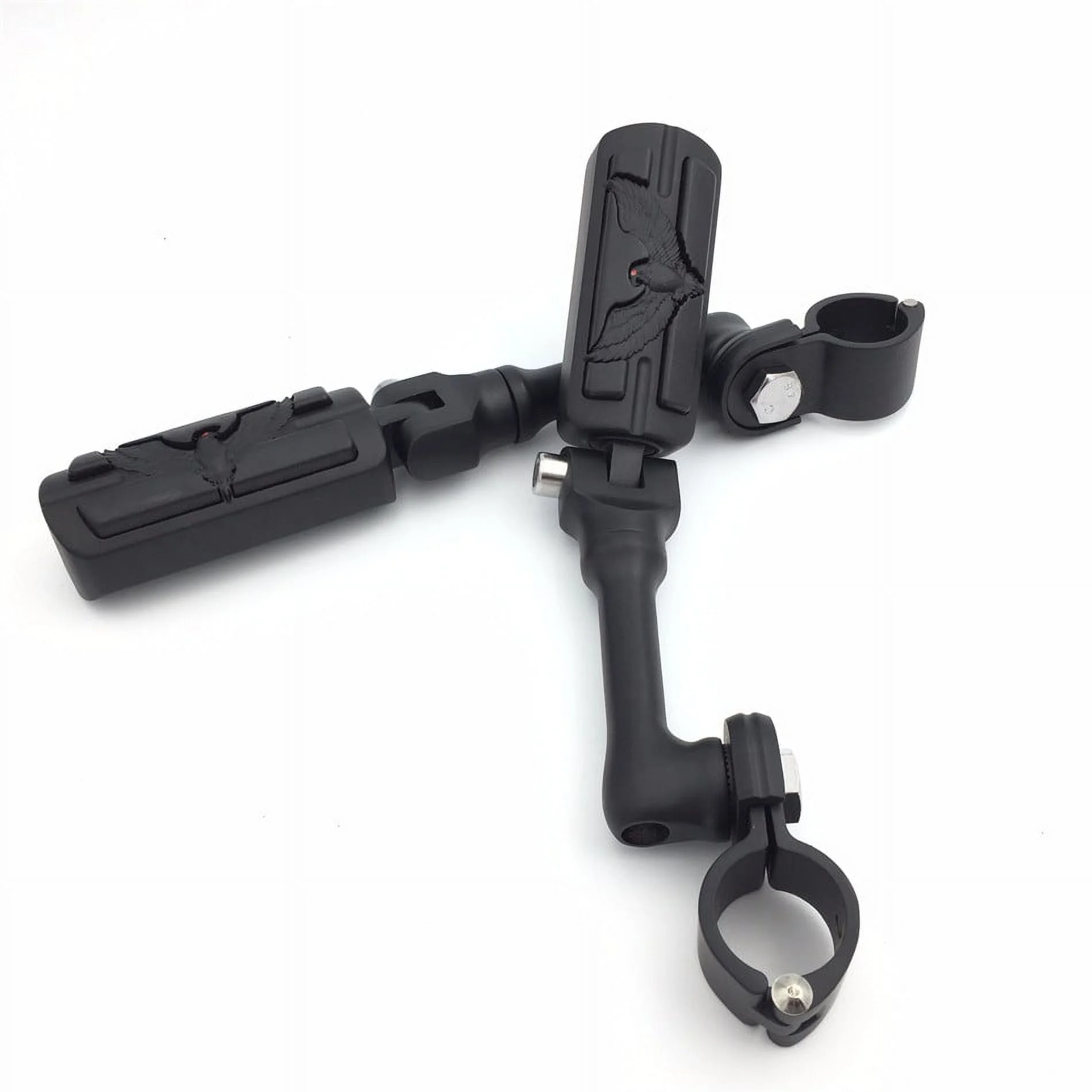 HTT-MOTOR Black Long Angled Adjustable Peg Mounting Kit Eagle Style Footrest For Yamaha V-STAR Roadstar Suzuki Boulevard with 1-1/2 inch (1.5