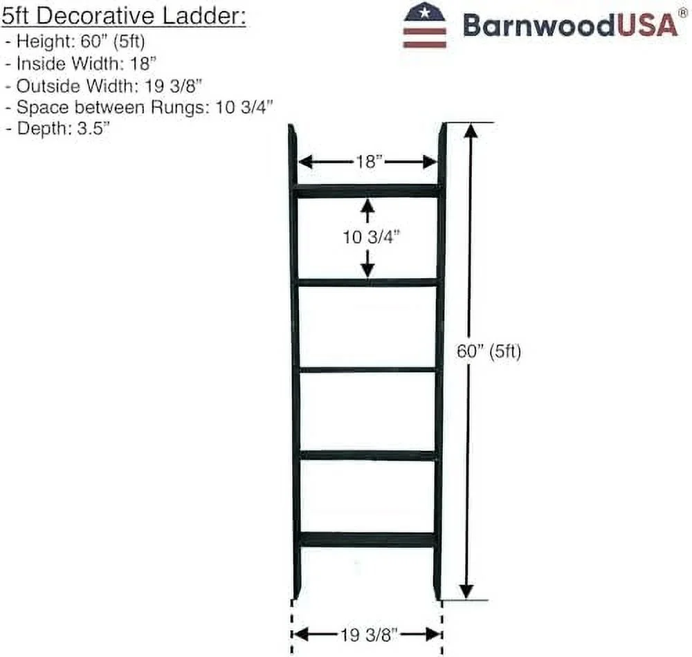 HVSDIMO Blanket Ladder 3 Foot Fully Assembled | 36 Inch Rustic Reclaimed Wood Ladder for Blankets  Quilts  Towels  Throws  Decorative Items | Farmhouse Wall Leaning Ladder | Espresso by