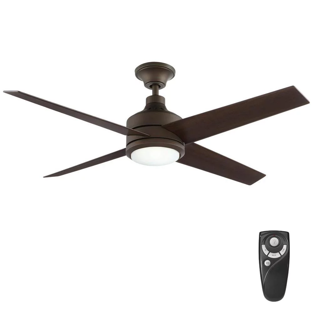 Mercer 52 in. Integrated LED Indoor Oil-Rubbed Bronze Ceiling Fan with Light Kit and Remote Control