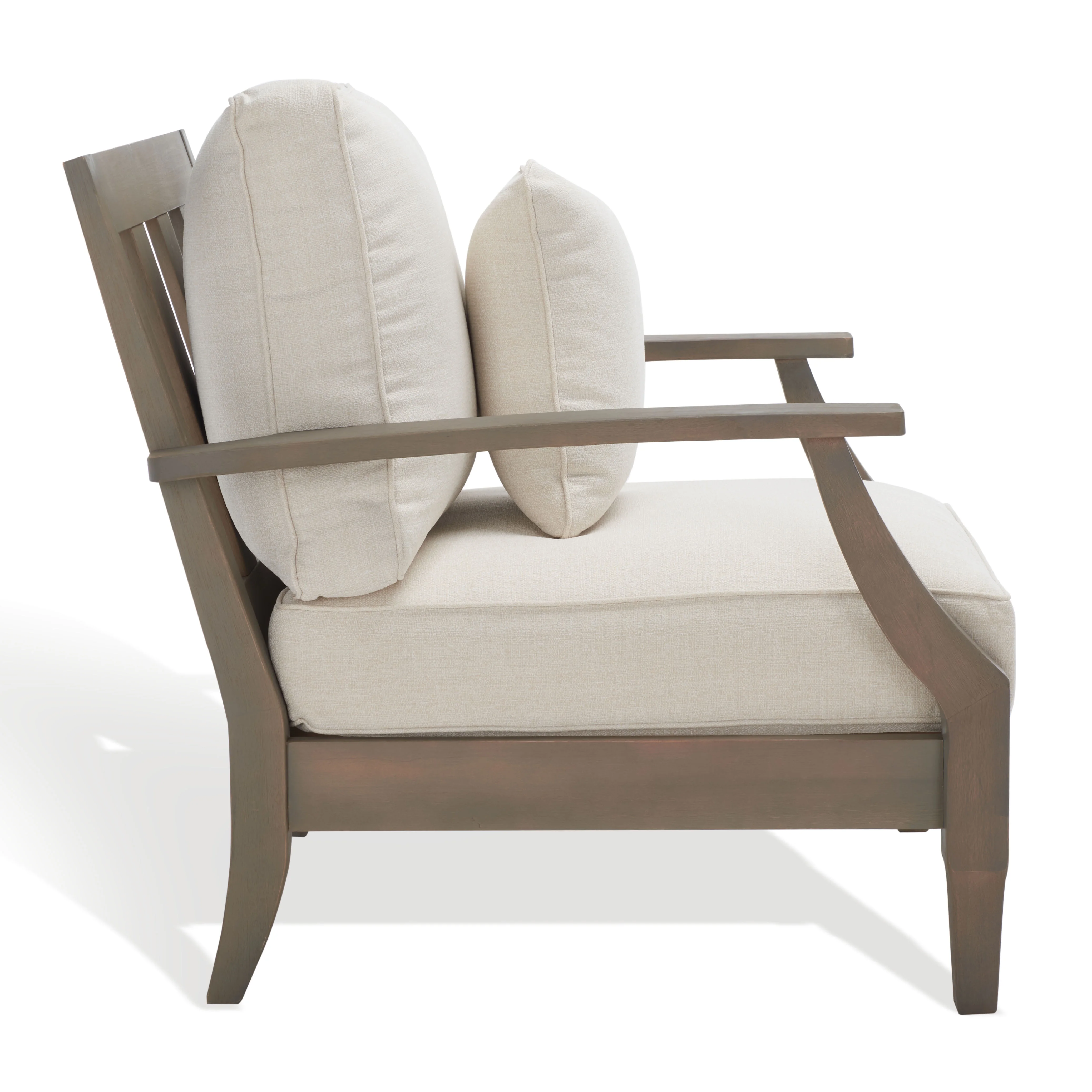 SAFAVIEH Couture Martinique Coastal Eucalyptus Wood Solid Armchair, Natural/Grey