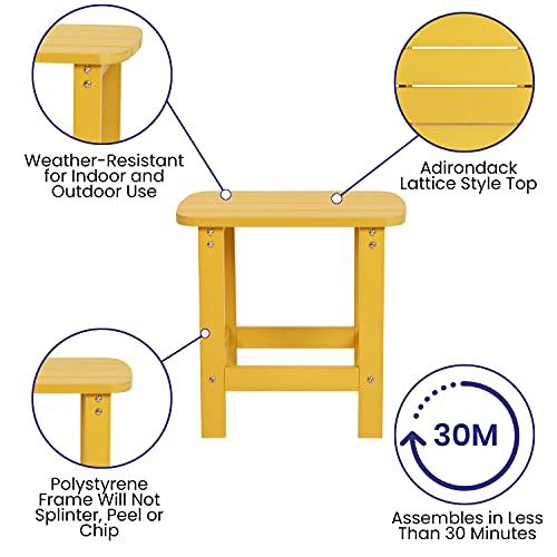 BizChair All-Weather Poly Resin Wood Adirondack Side Table in Yellow