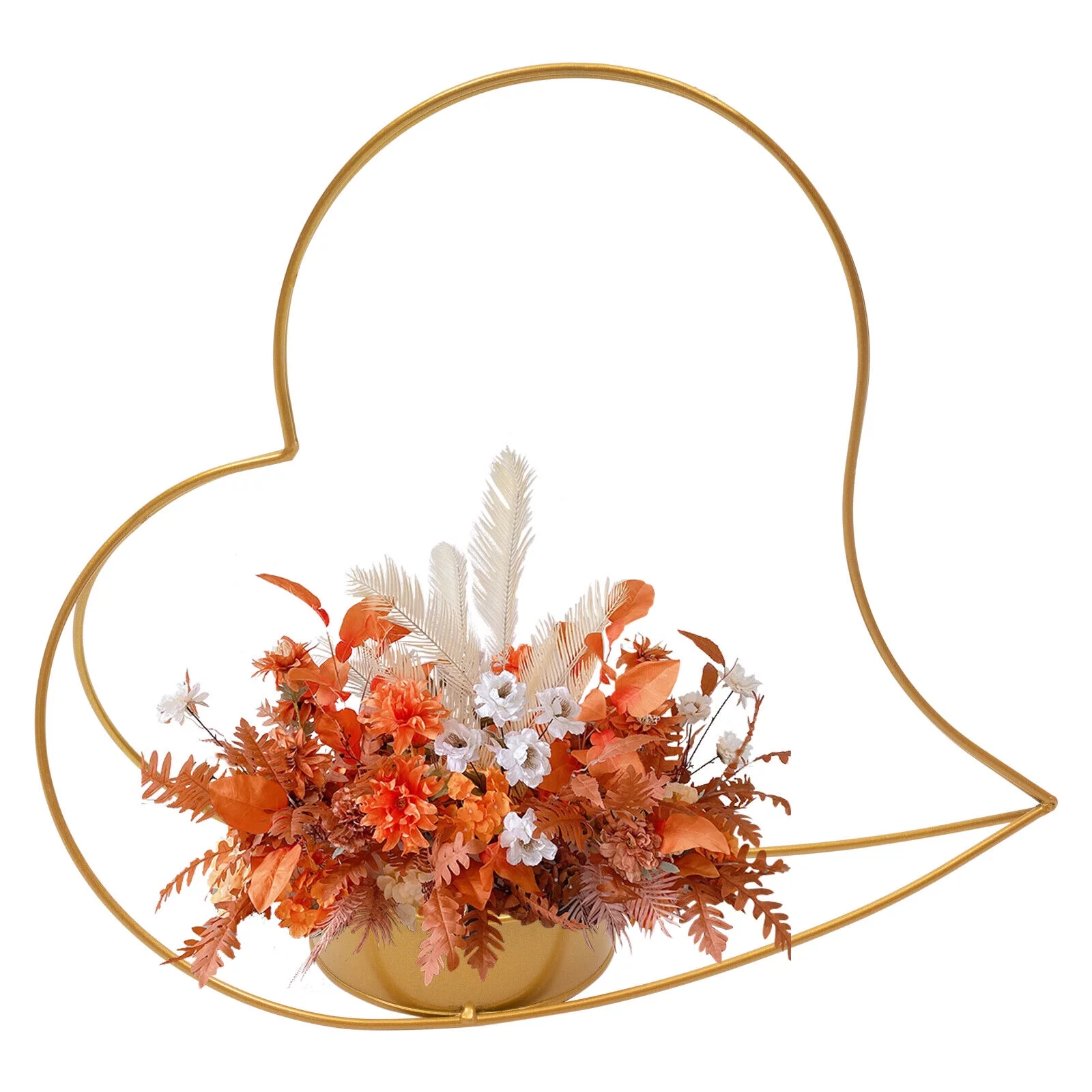 10Pcs Free Standing Gold Vases for Centerpieces Wedding Metal Geometric Peach Heart Baskets