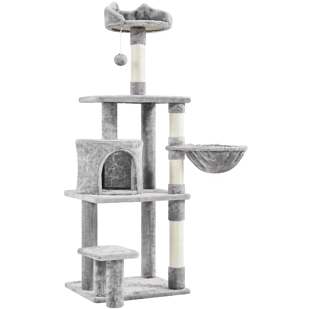Yaheetech 57'' Deluxe Multi Level Cat Tower,Light Gray