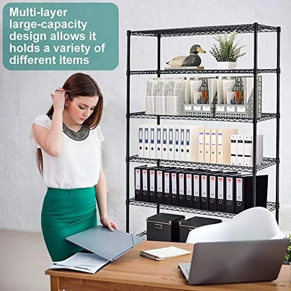 YPDCHB Metal Shelves 6 Layer Wire Shelving on Wheels Heavy Duty Metal  Rack Utility Shelves 48" NSF Steel Racks 2100 LBS Capacity Adjustable Standing Shelves for Garage Kitchen Office