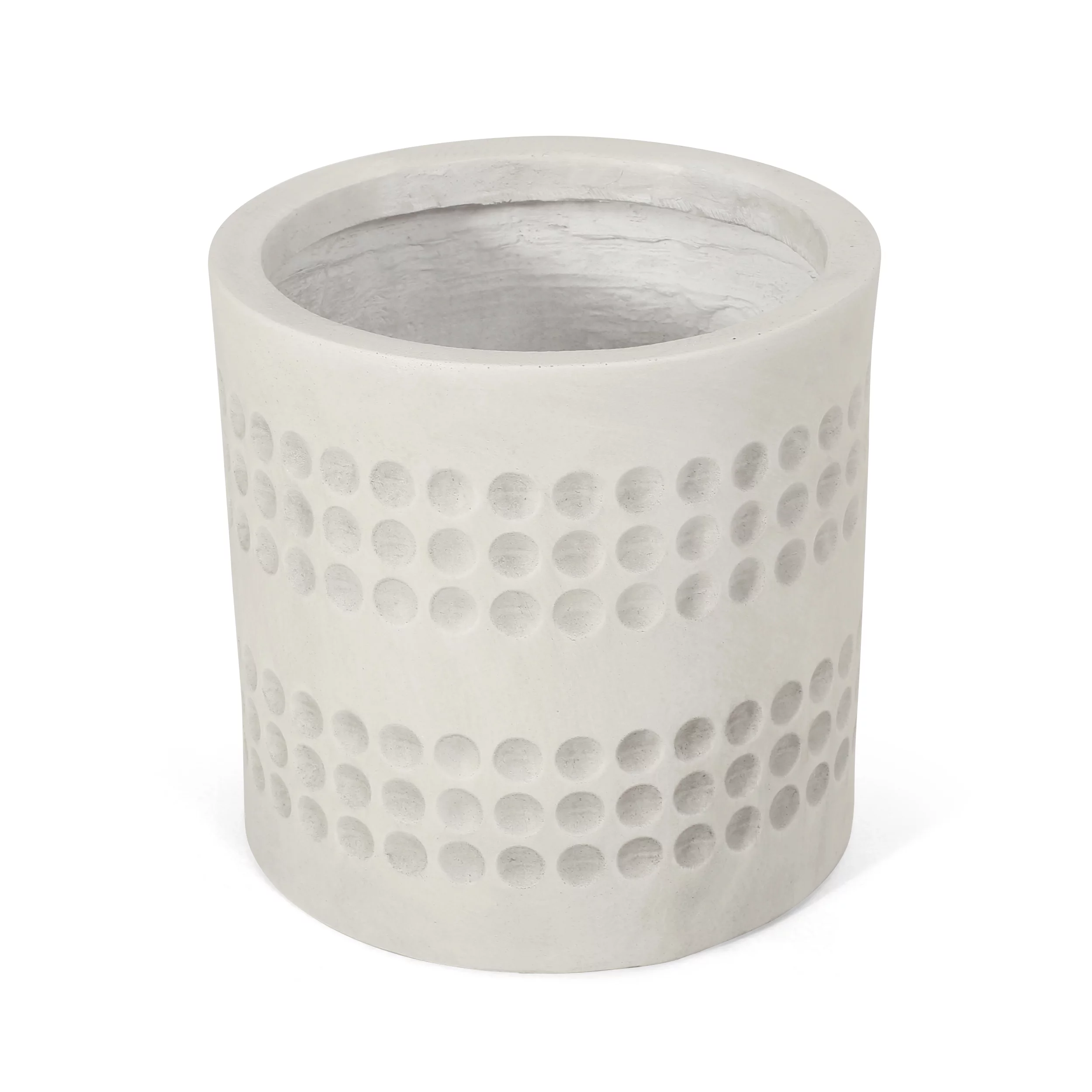 GDF Studio Suncook Outdoor Cast Stone Planter, Antique White Small