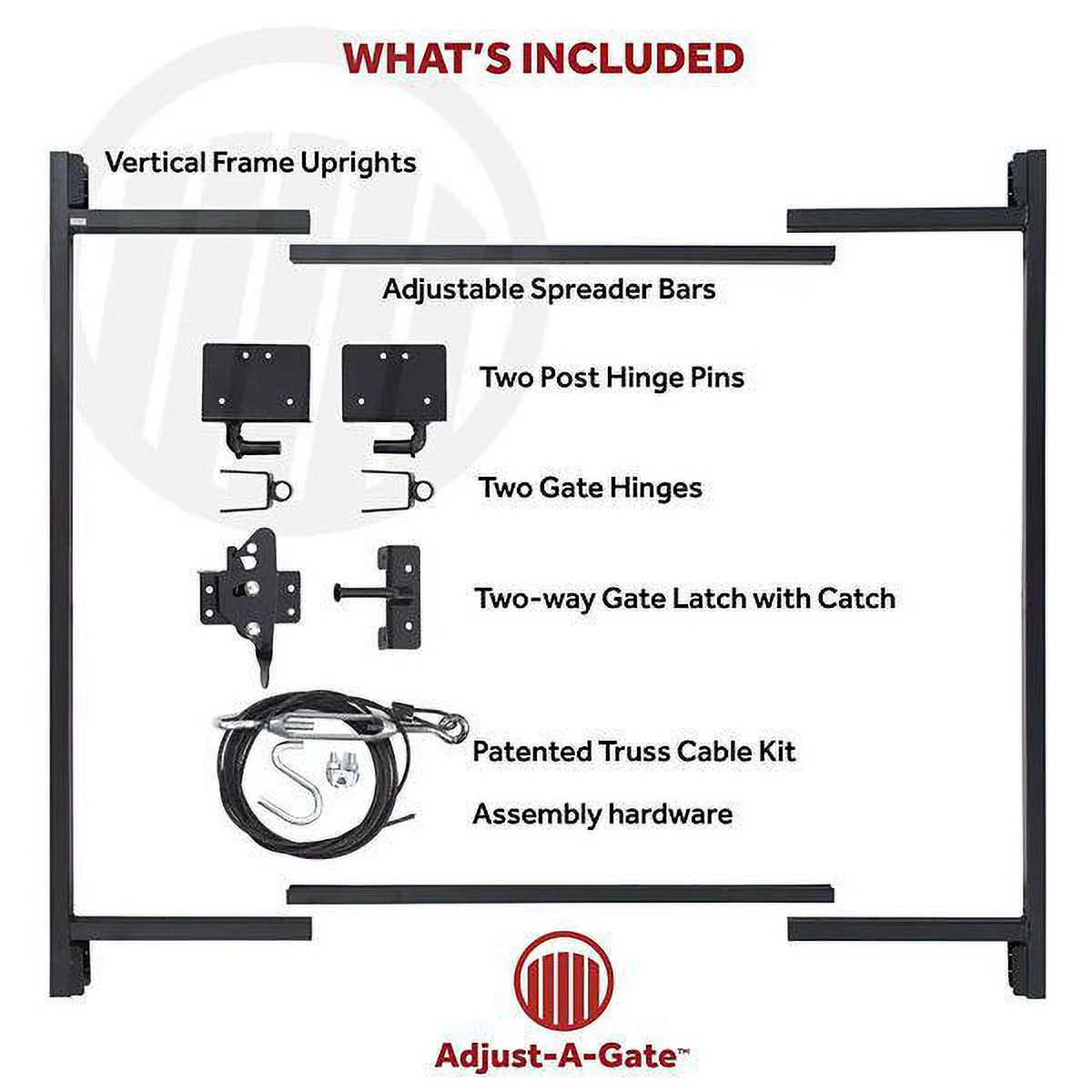 Adjust-A-Gate 2 Rail 34 in. H/60 in. - 96 in. W Kit-Front Gate Series