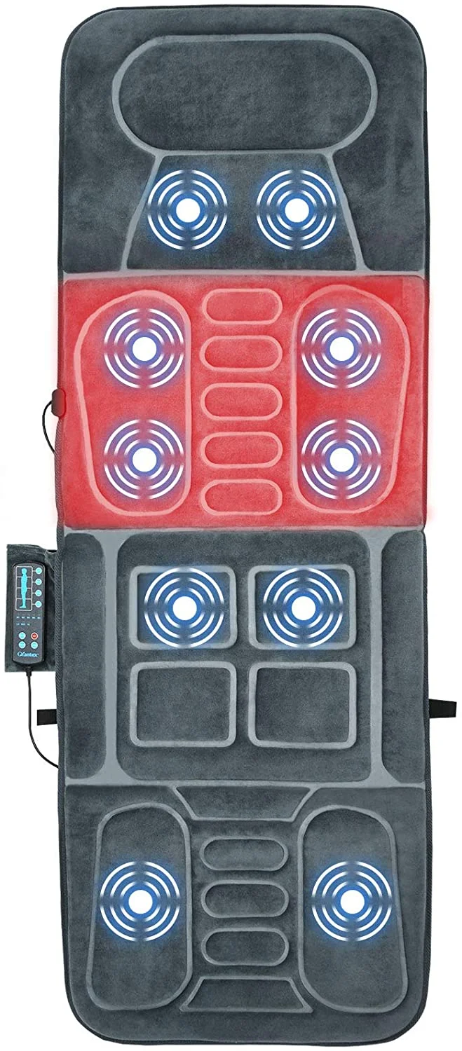 Full Body Massage Mat with Heat, Back Massage Chair Pad with 10 Vibration Motors, Auto Shut Off, Heated Massage Mattress Pad for Back Pain Relief