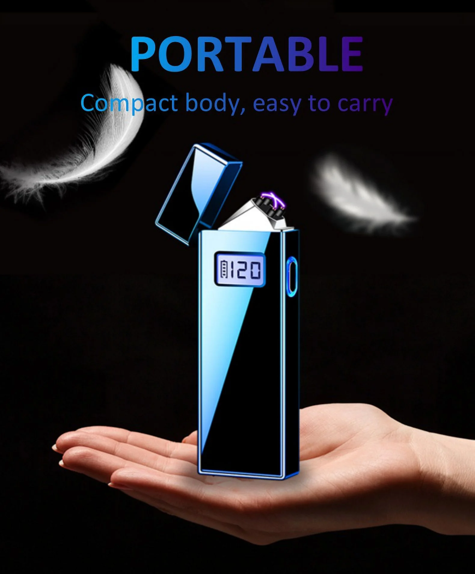 Electronic Lighter USB Rechargeable Windproof Flameless Double Arc Plasma Lighter Camping Picnicking Hiking Hiking Men's Gift Electronic Lighter