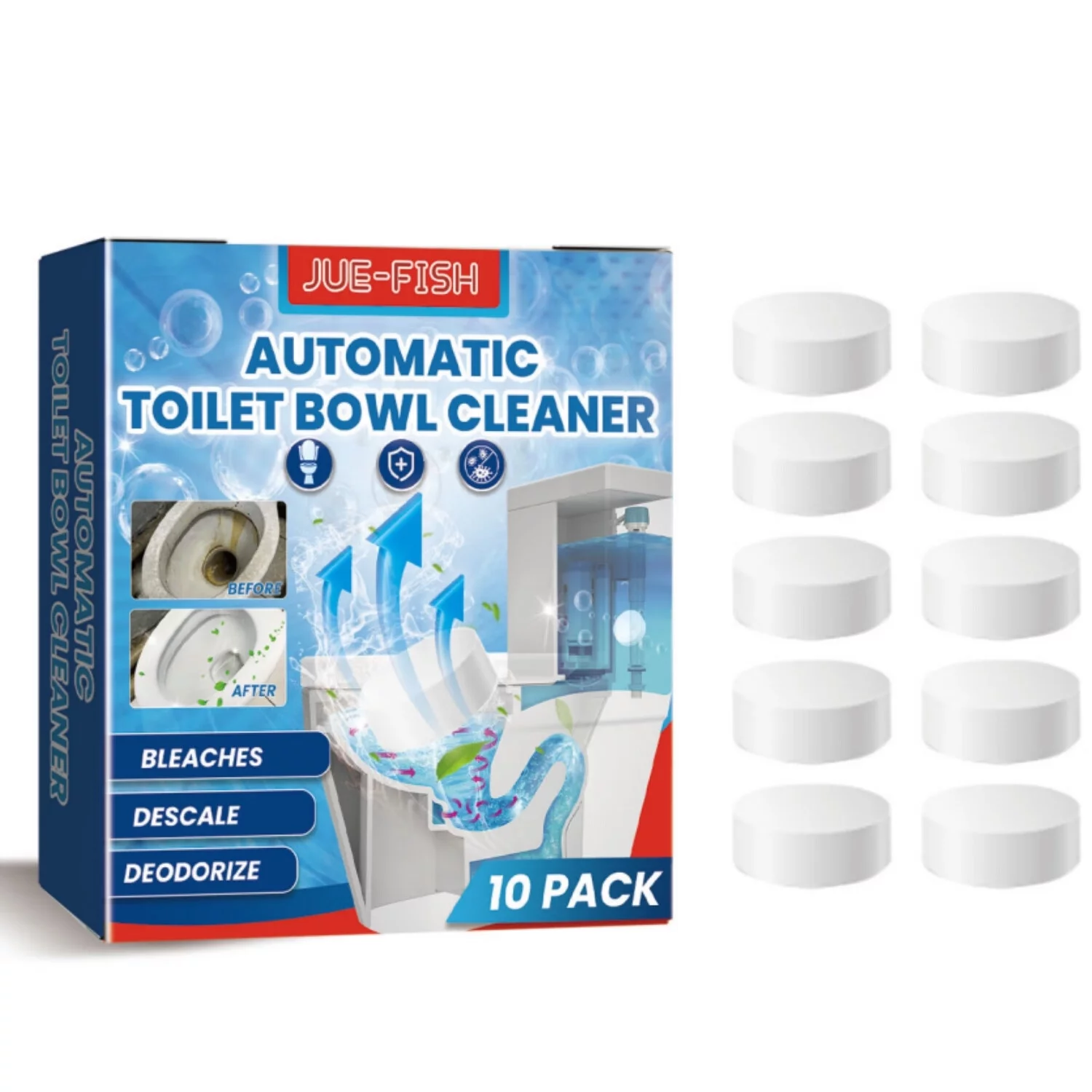 Toilet Bowl Cleaners Tablets(10 Pack), Household Lime Rust Removers, Automatic Toilet Tank Cleaner, with Sustained Release Technology for Bathroom Cleaners