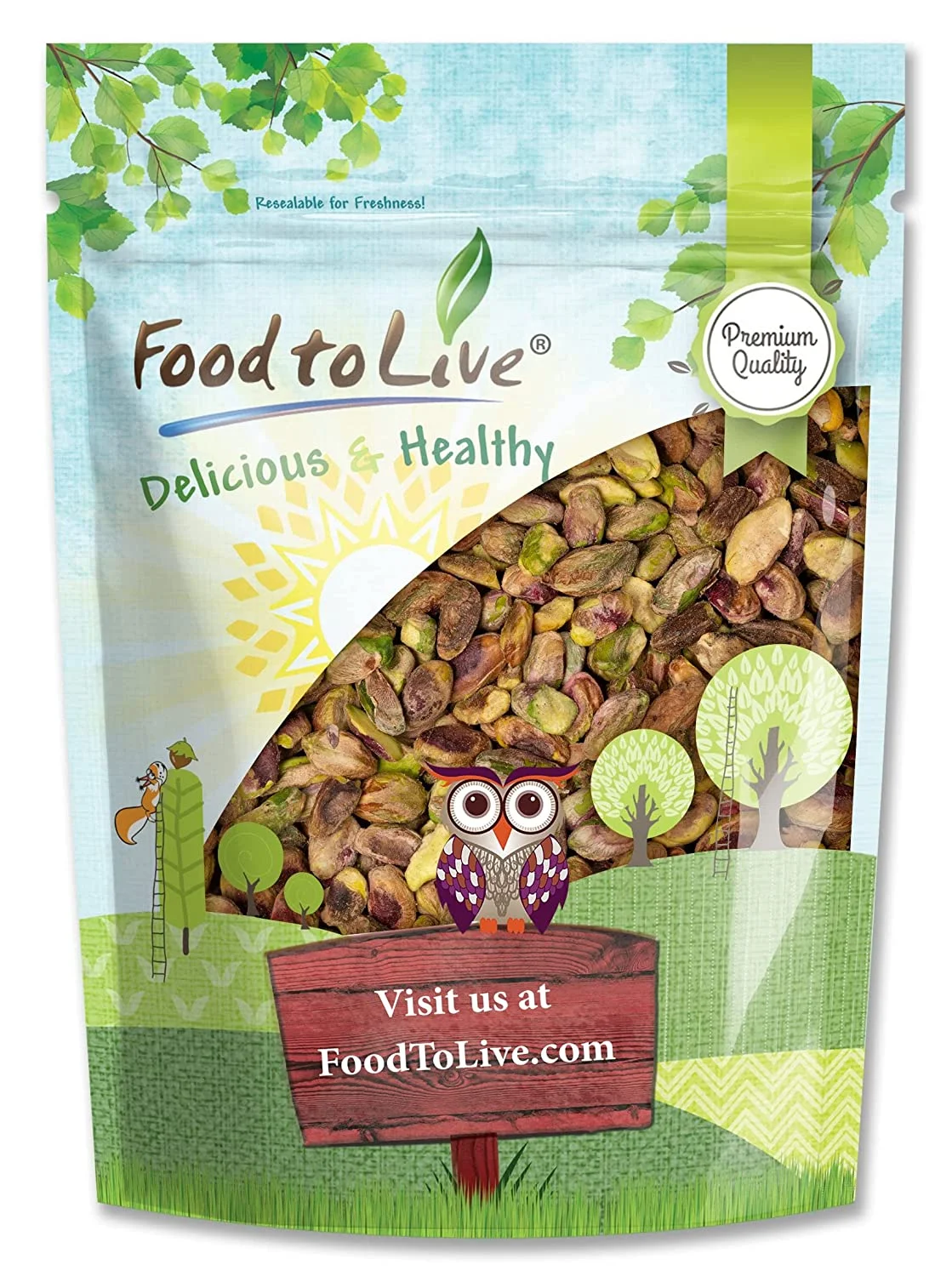 Dry Roasted Pistachio Kernels with Himalayan Salt, 3 Pounds — Kosher, Vegan — by Food to Live