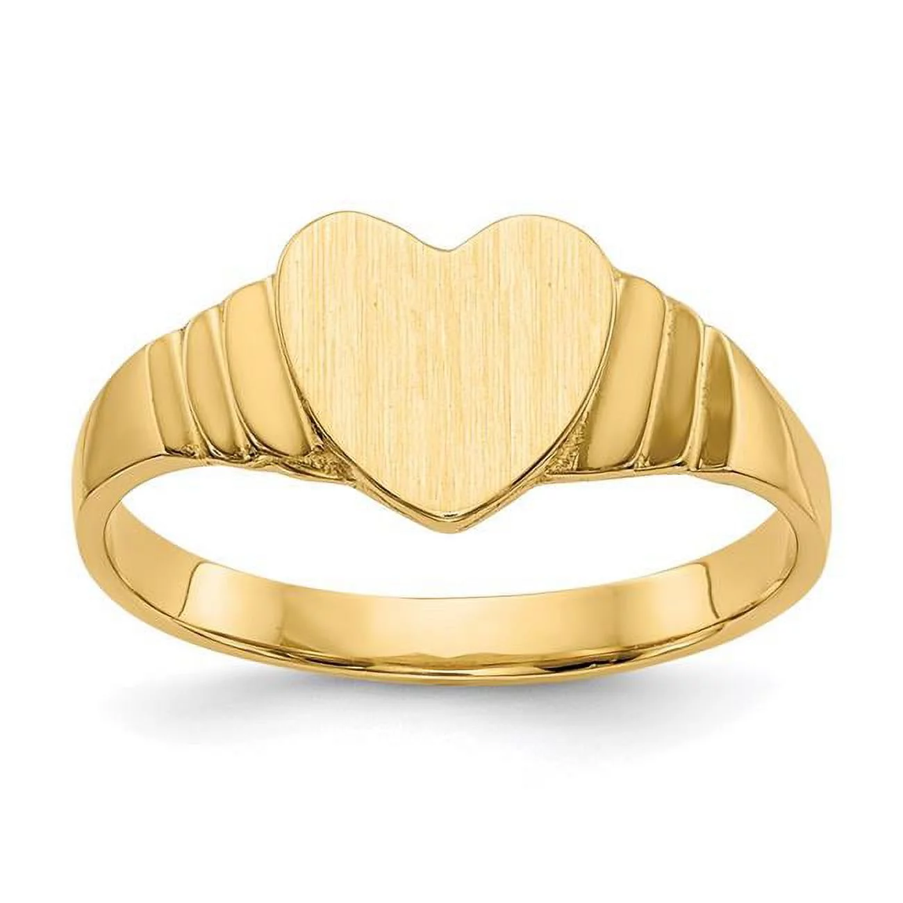 Finest Gold 14K Yellow Gold Satin Baby Heart Signet Ring - Size 3.5