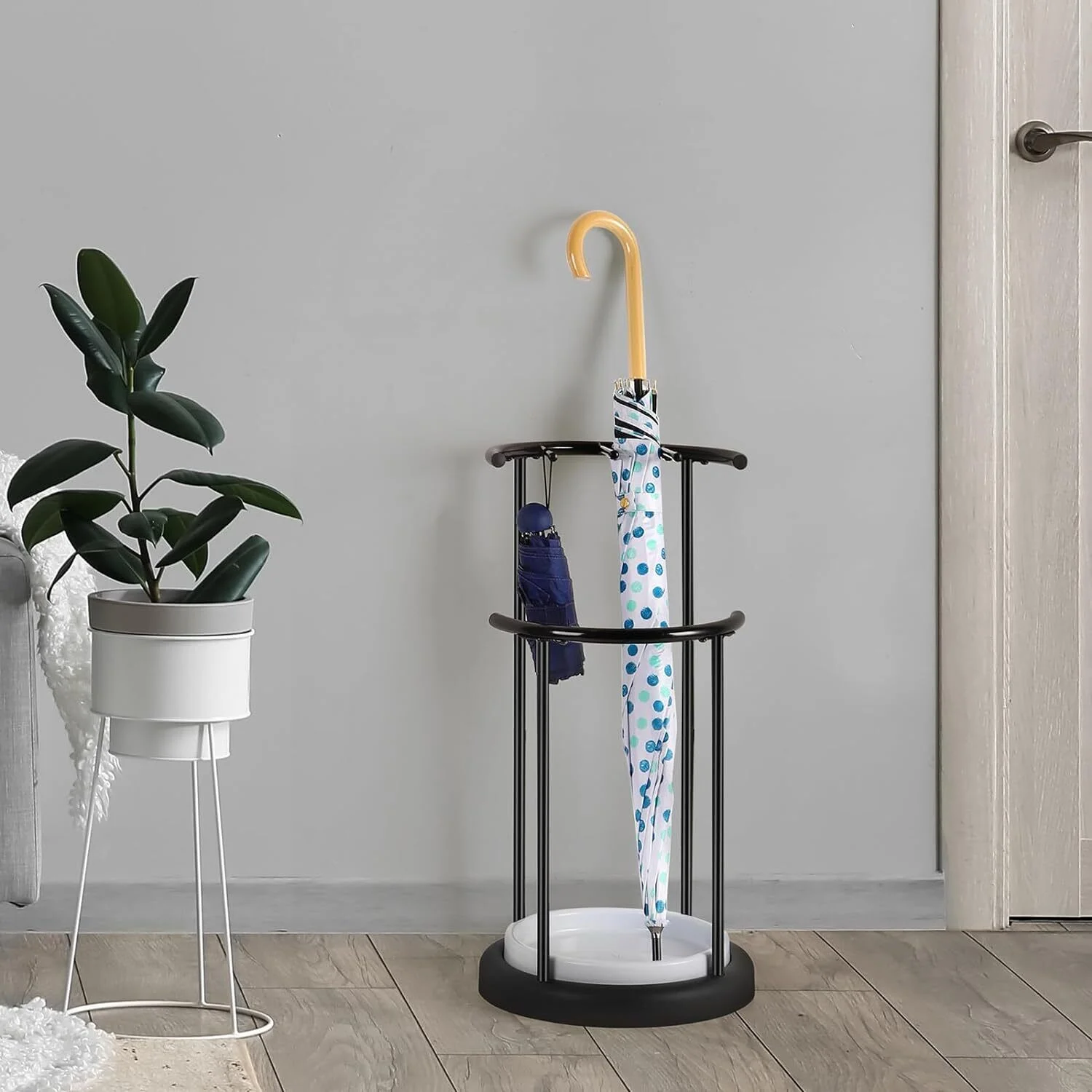 NEW Black Umbrella Stand with Removable Drip Tray Umbrella Holder Organizer Storage Rack Indoor & Outdoor