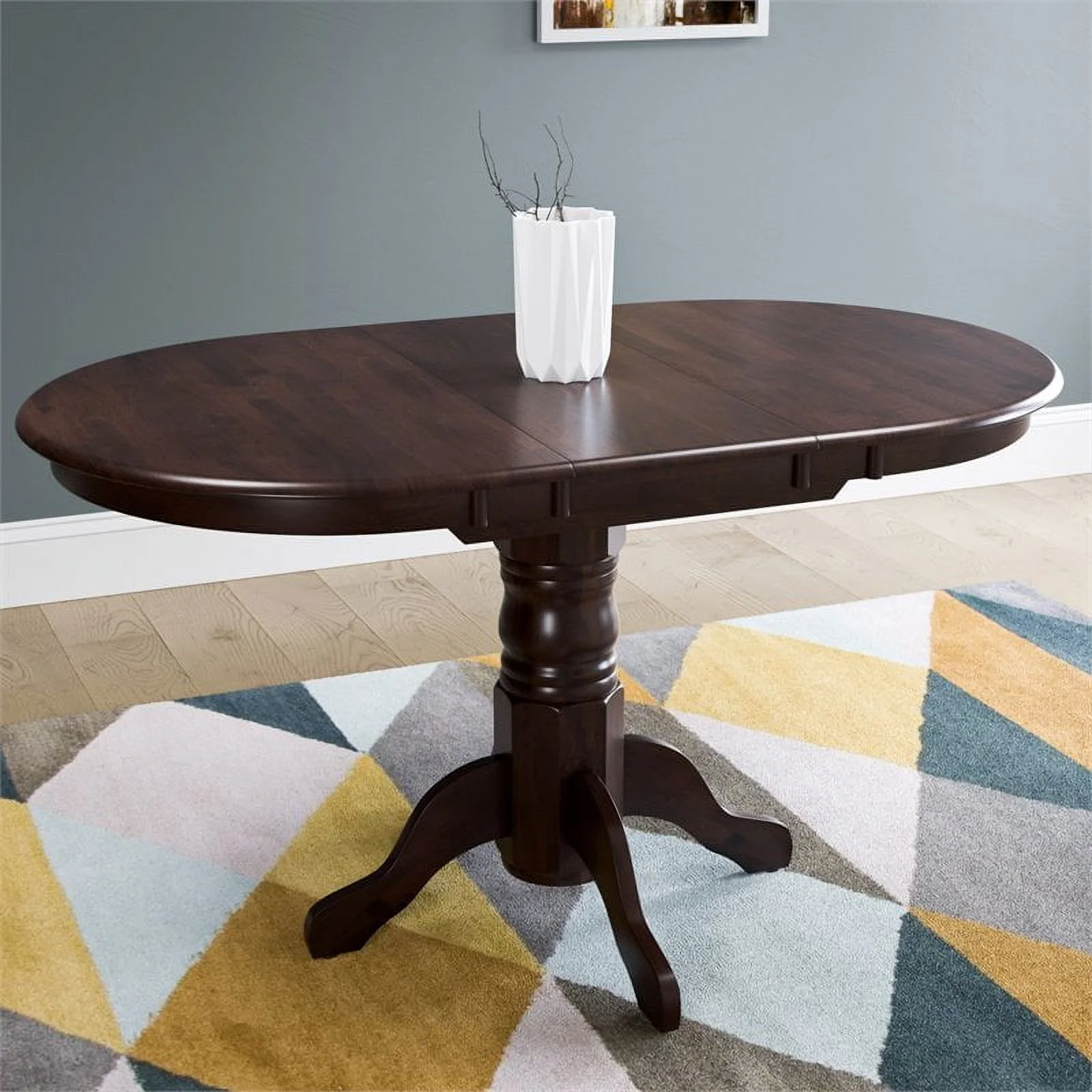 Pemberly Row Extendable Oval Contemporary Wood Dining Table in Cappuccino
