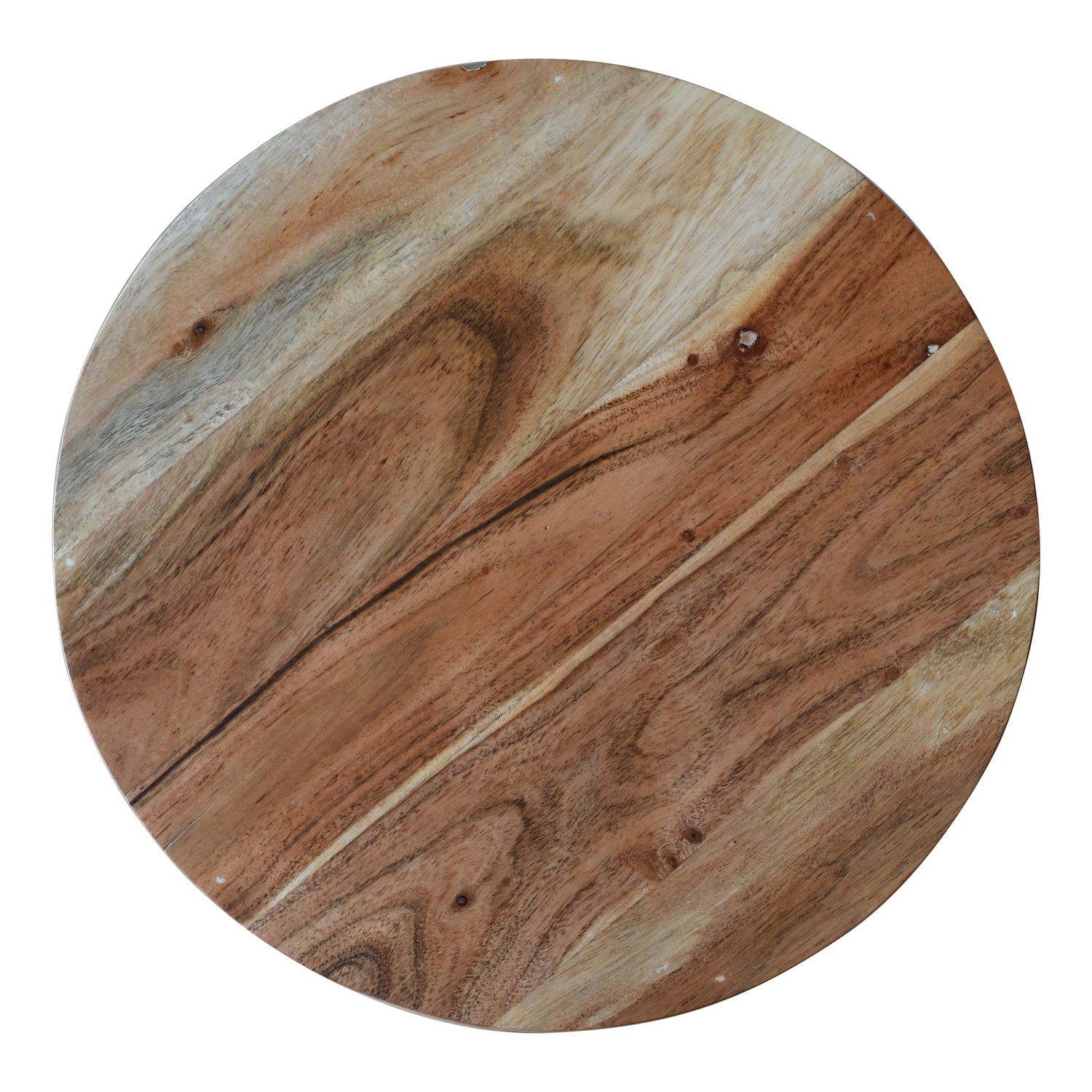 The Urban Port 18 Inch Side End Table, Farmhouse Style Natural Brown Acacia Wood, Modern Stacked Drum Design