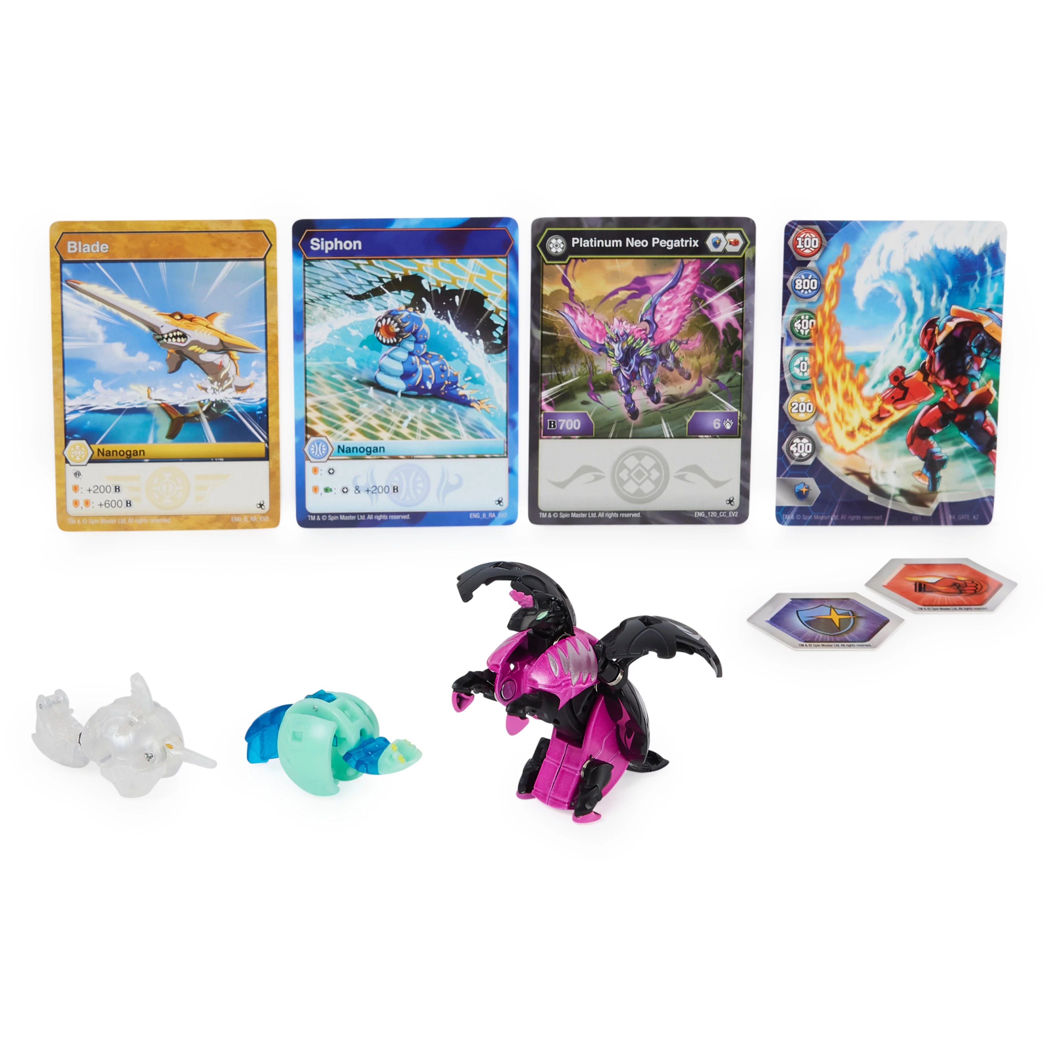 Bakugan Evolutions, Neo Pegatrix with Nano Blade and Siphon Platinum Power Up Pack