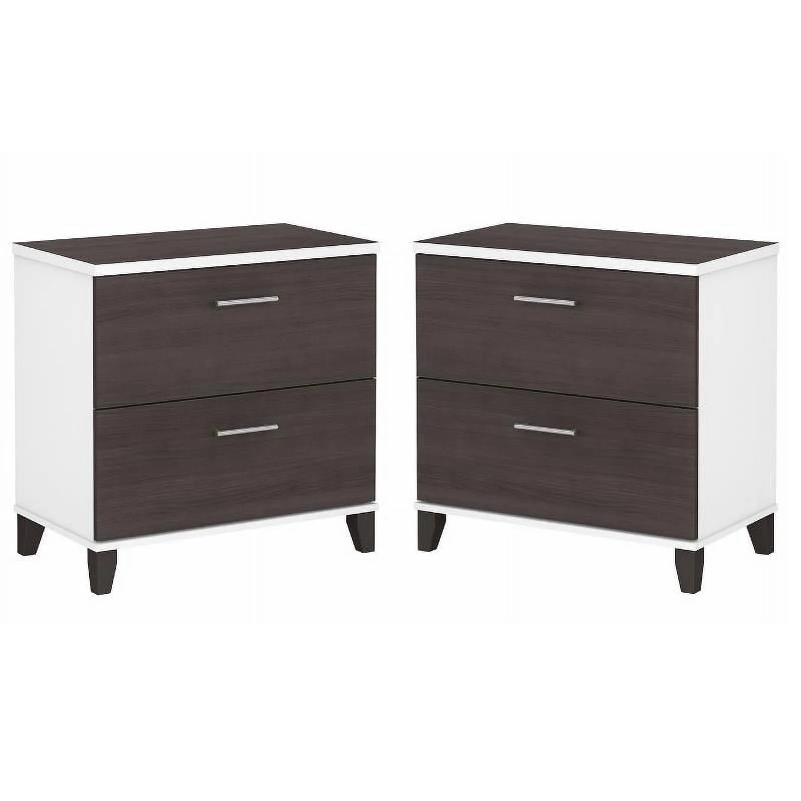 Home Square 2 Piece Wood Lateral Filing Cabinet Set in White and Storm Gray