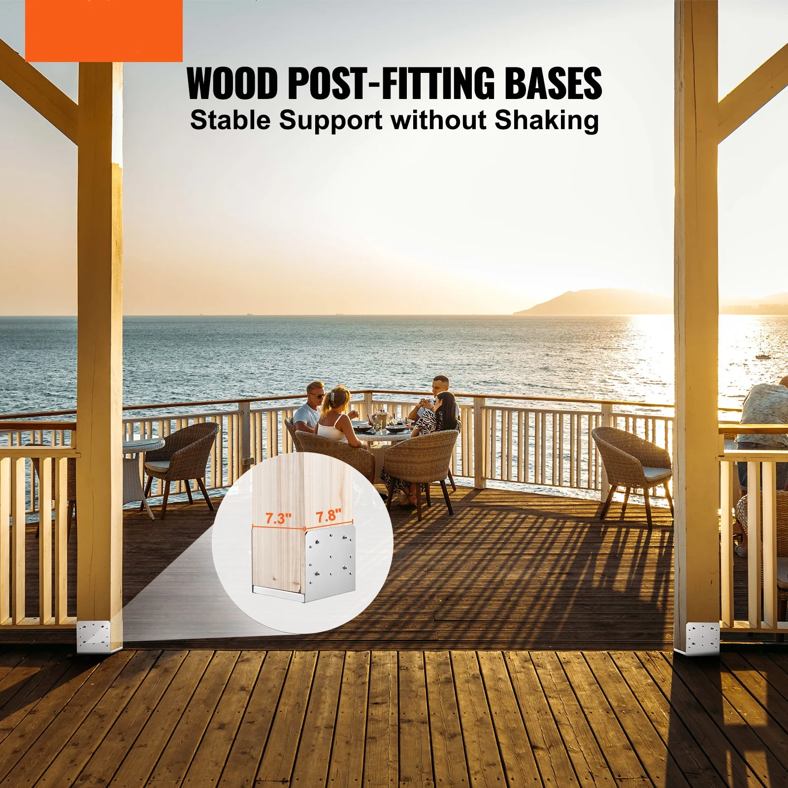 SKYSHALO 1Pcs 8x8 Concrete Deck Post Anchor Base Adjustable Post Bracket Post Base